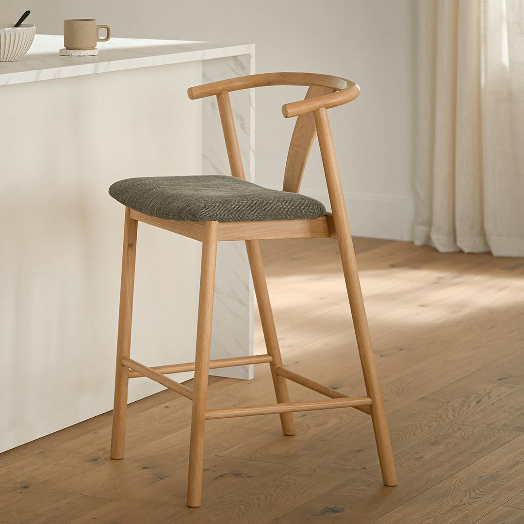 Fonra Counter Stool - Oak and Algonquin Green