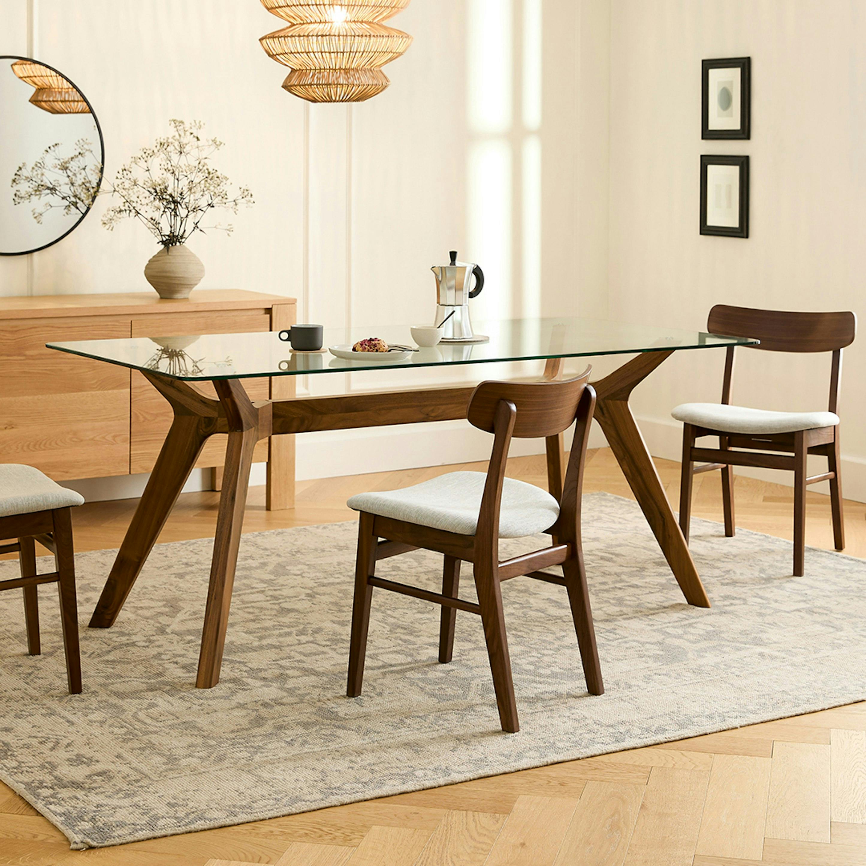 Emmer 71 Glass Dining Table - Walnut