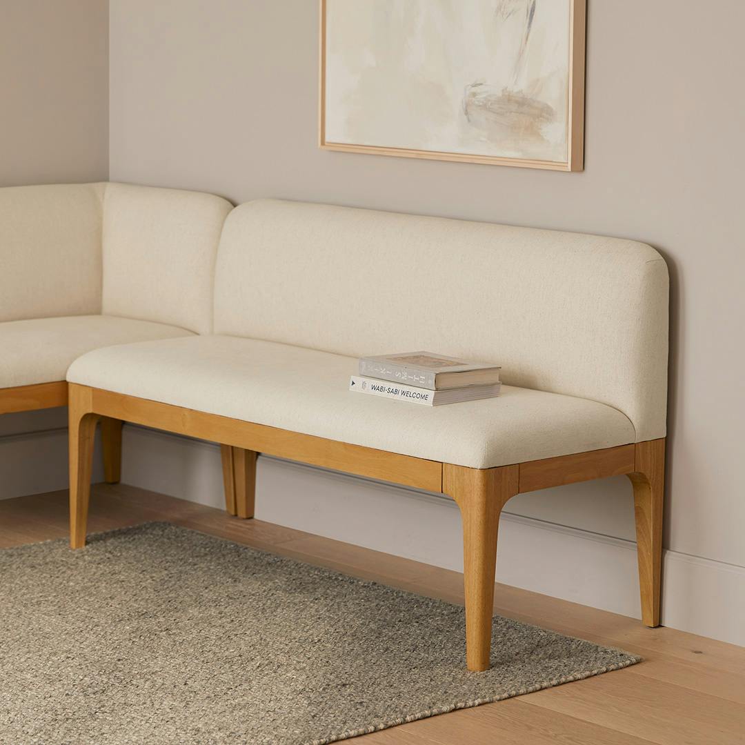 Rosin 53 Armless Banquette - Natural Oak and Sand Ivory