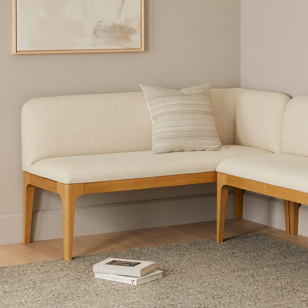 Rosin 56.75 Right Corner Banquette - Natural Oak and Sand Ivory