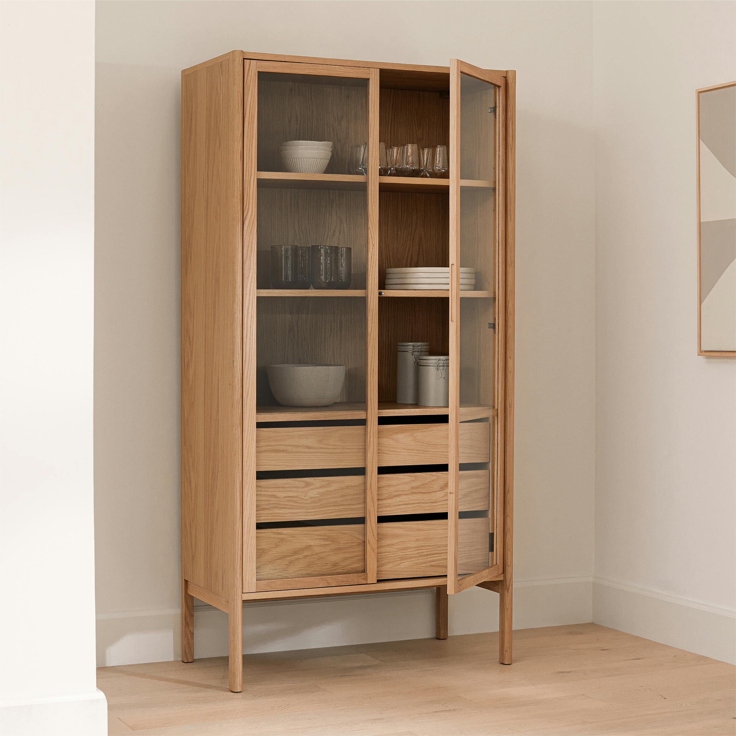 Mysen 35.5 Glass Cabinet - Natural Oak