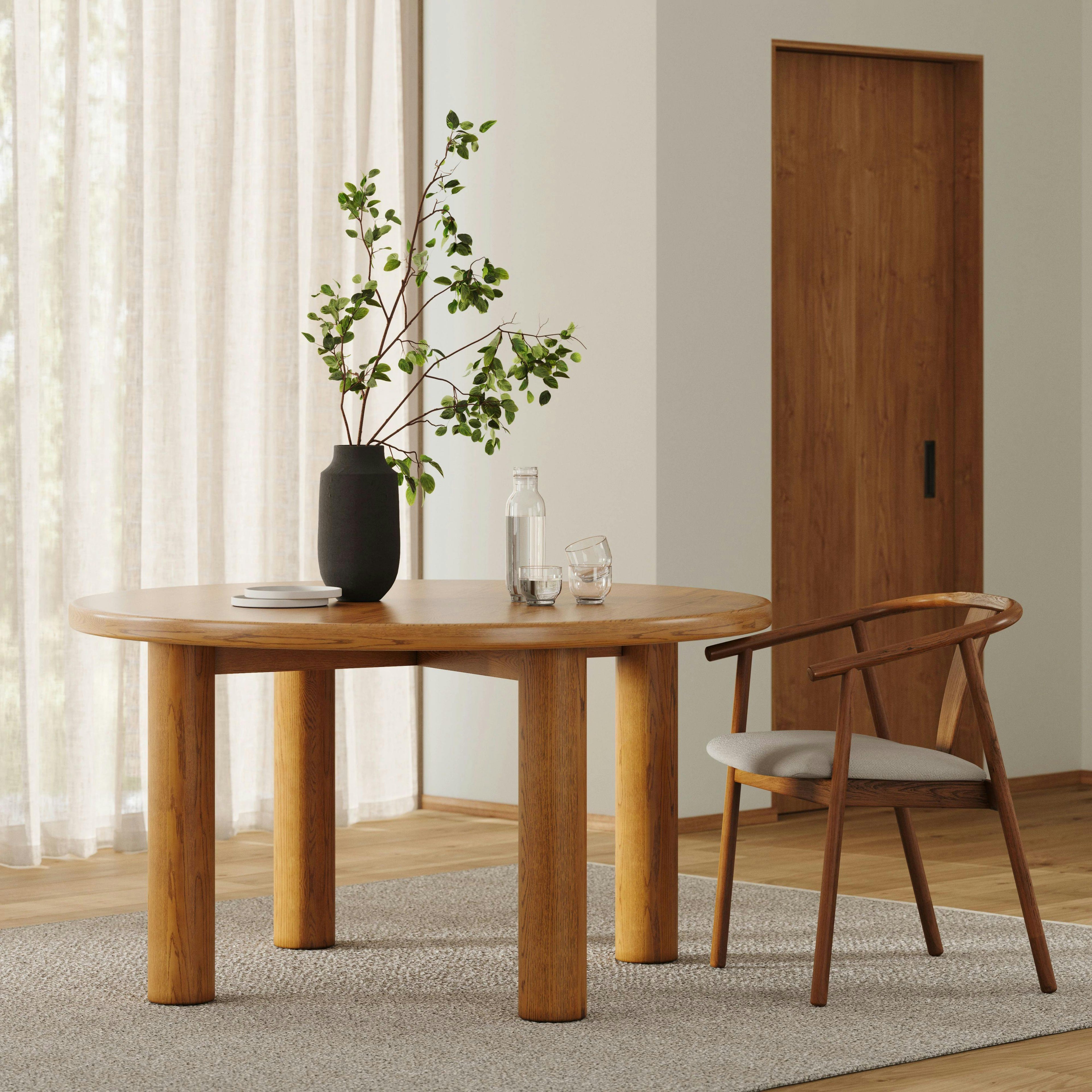 Adel 55.5 Round Dining Table - Smoked Oak
