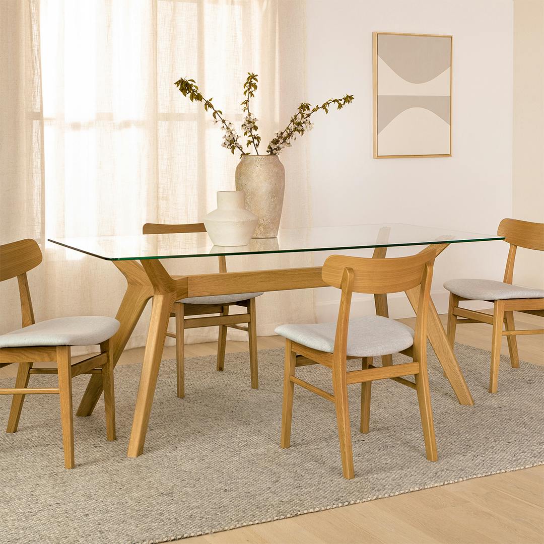 Emmer 71 Glass Dining Table - Oak