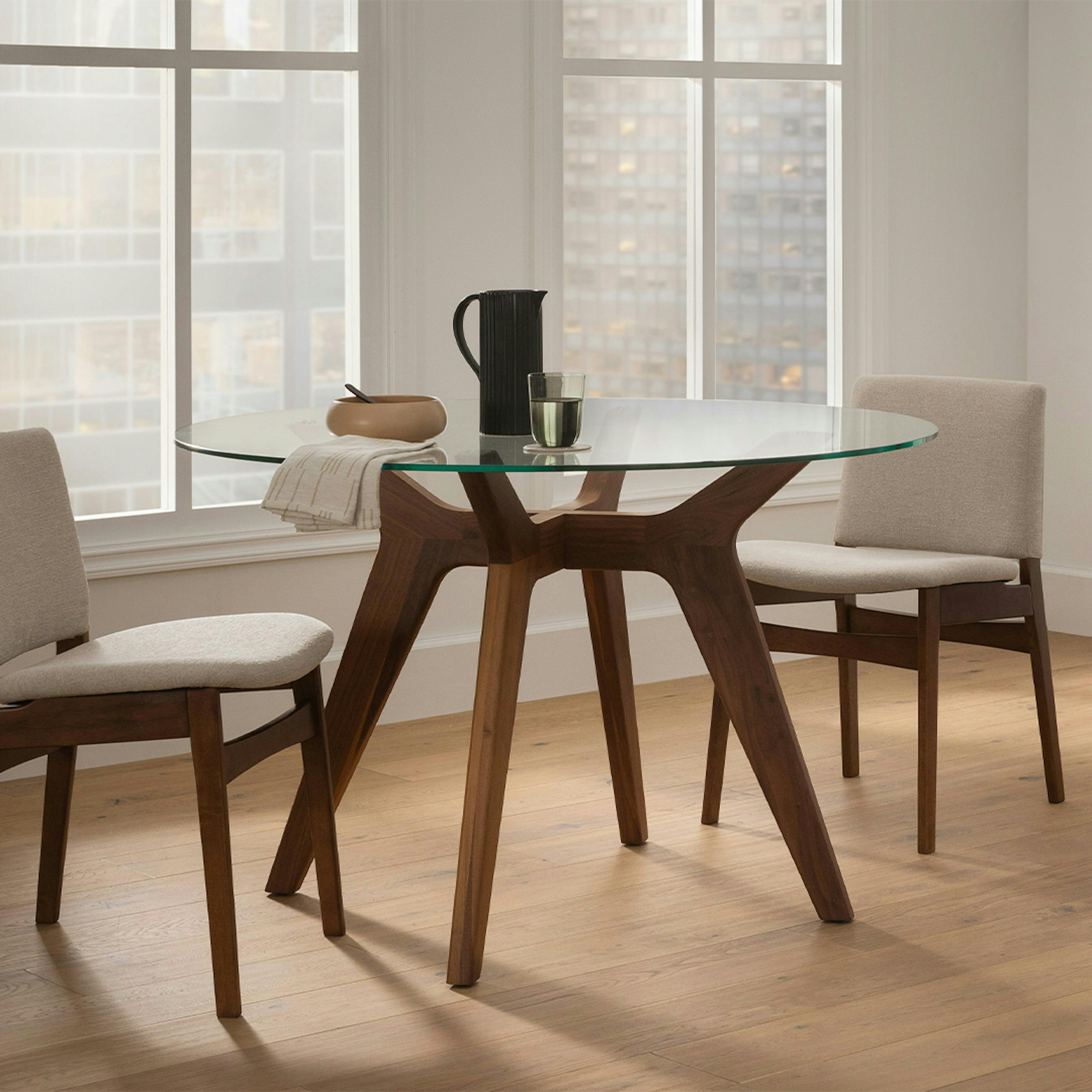 Emmer 47.25 Glass Dining Table - Walnut