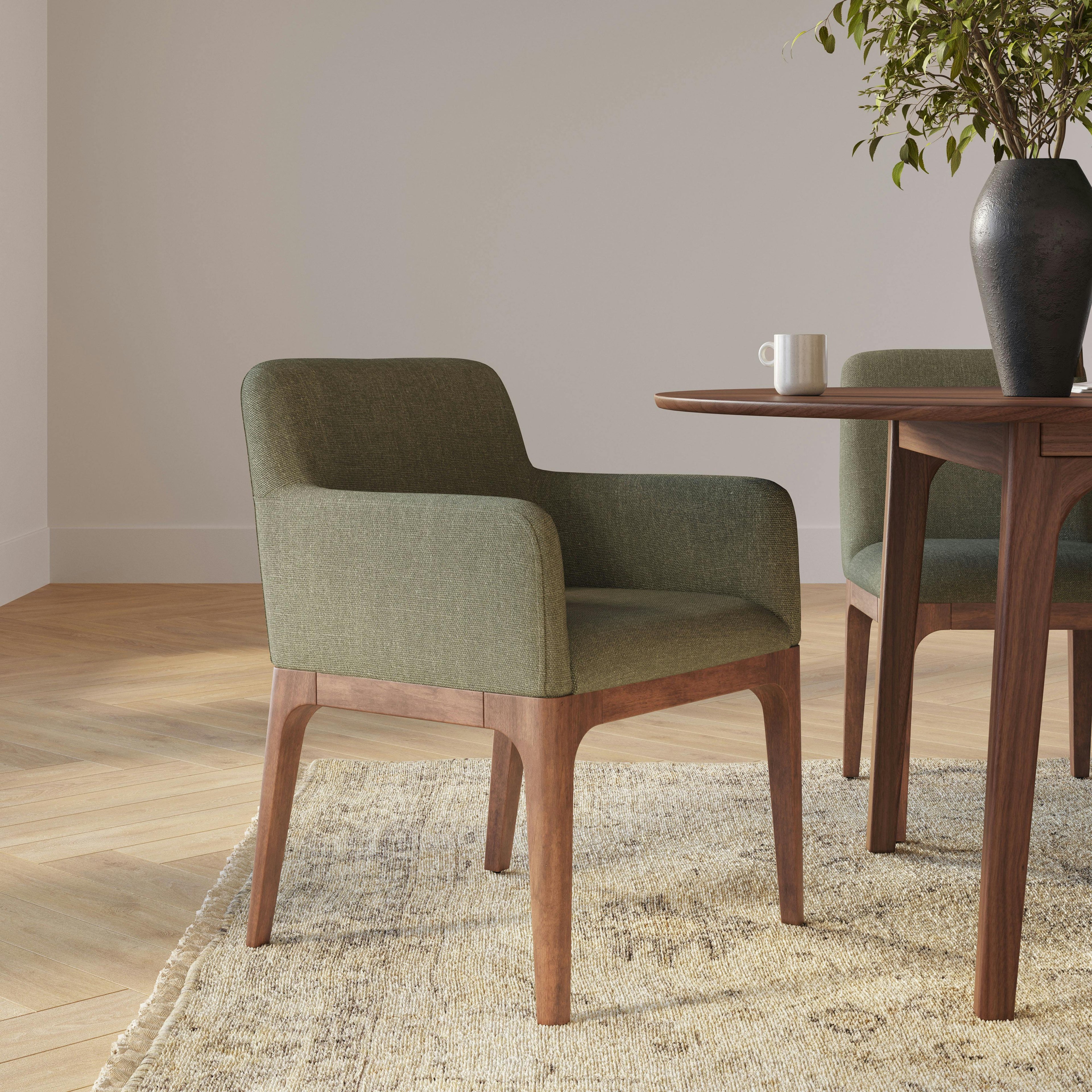 Rosin Dining Armchair - Smoked Oak and Welsh Green