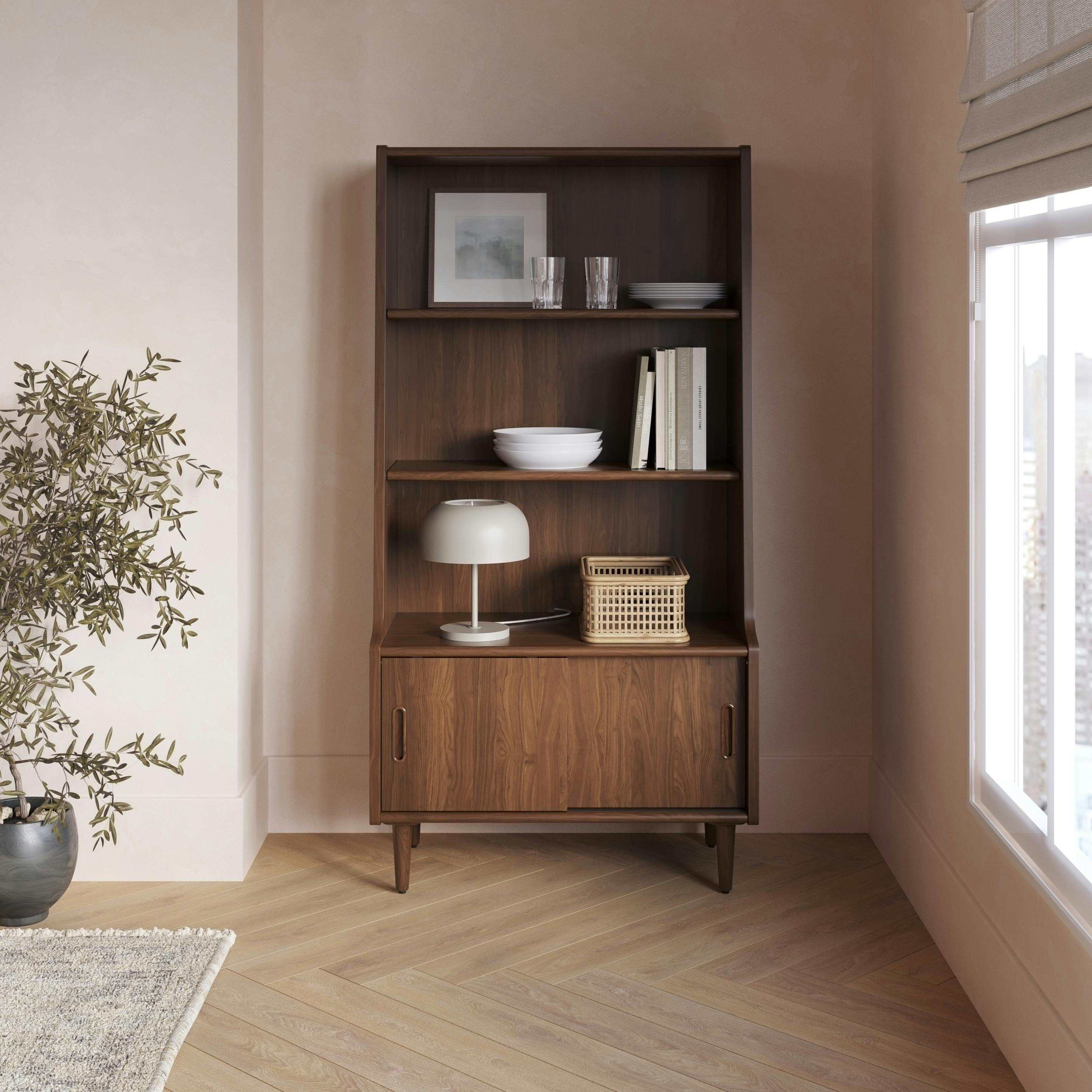 Frances 36 Bookcase with Storage - Walnut