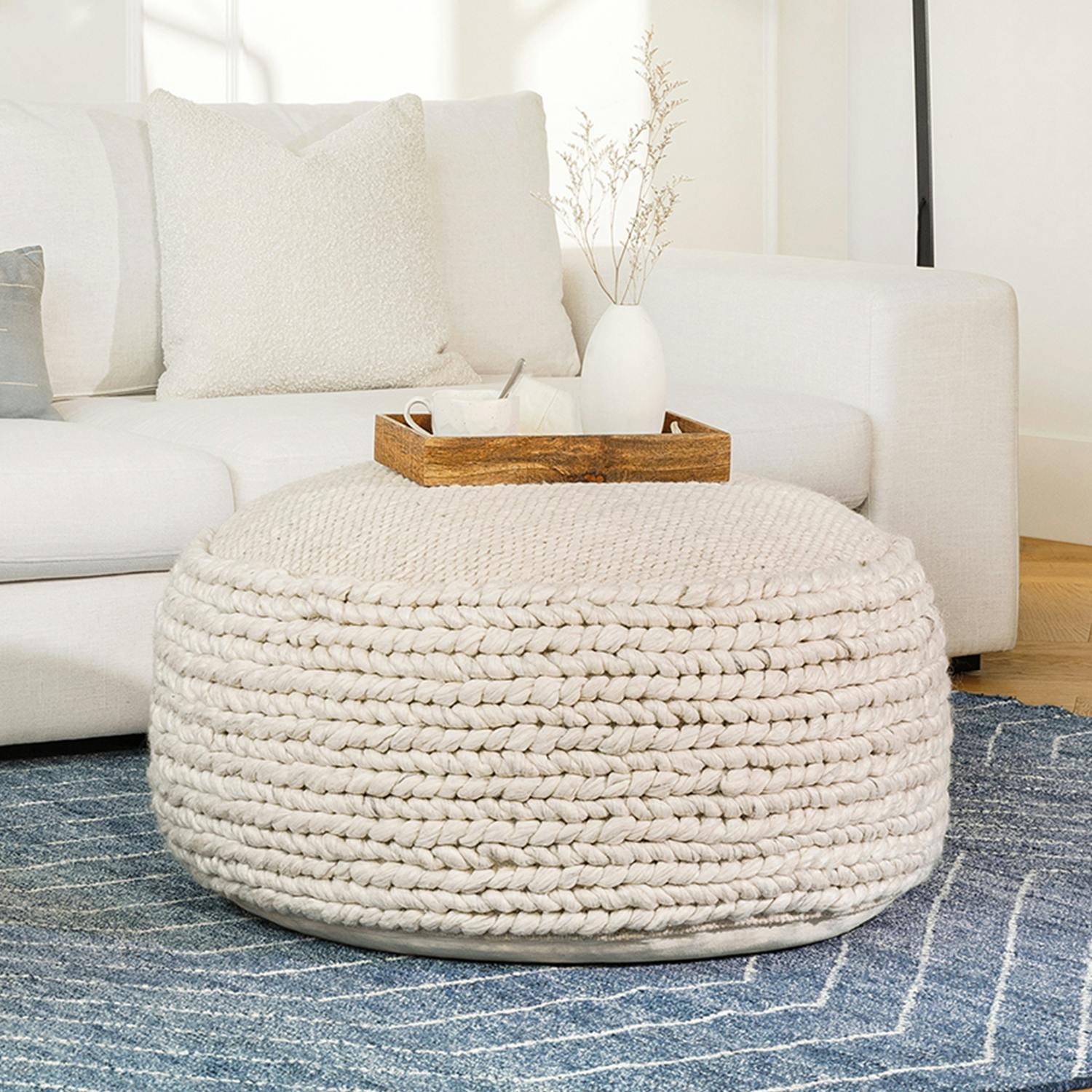 Hira 30 Pouf - Natural Ivory