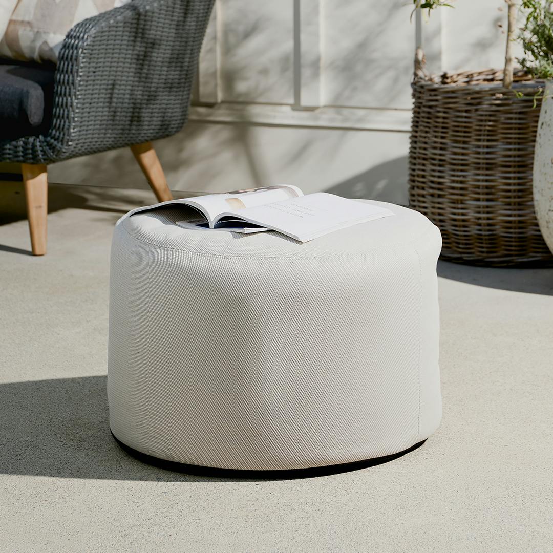 Olara 25 Indoor/Outdoor Pouf - Whisper Gray