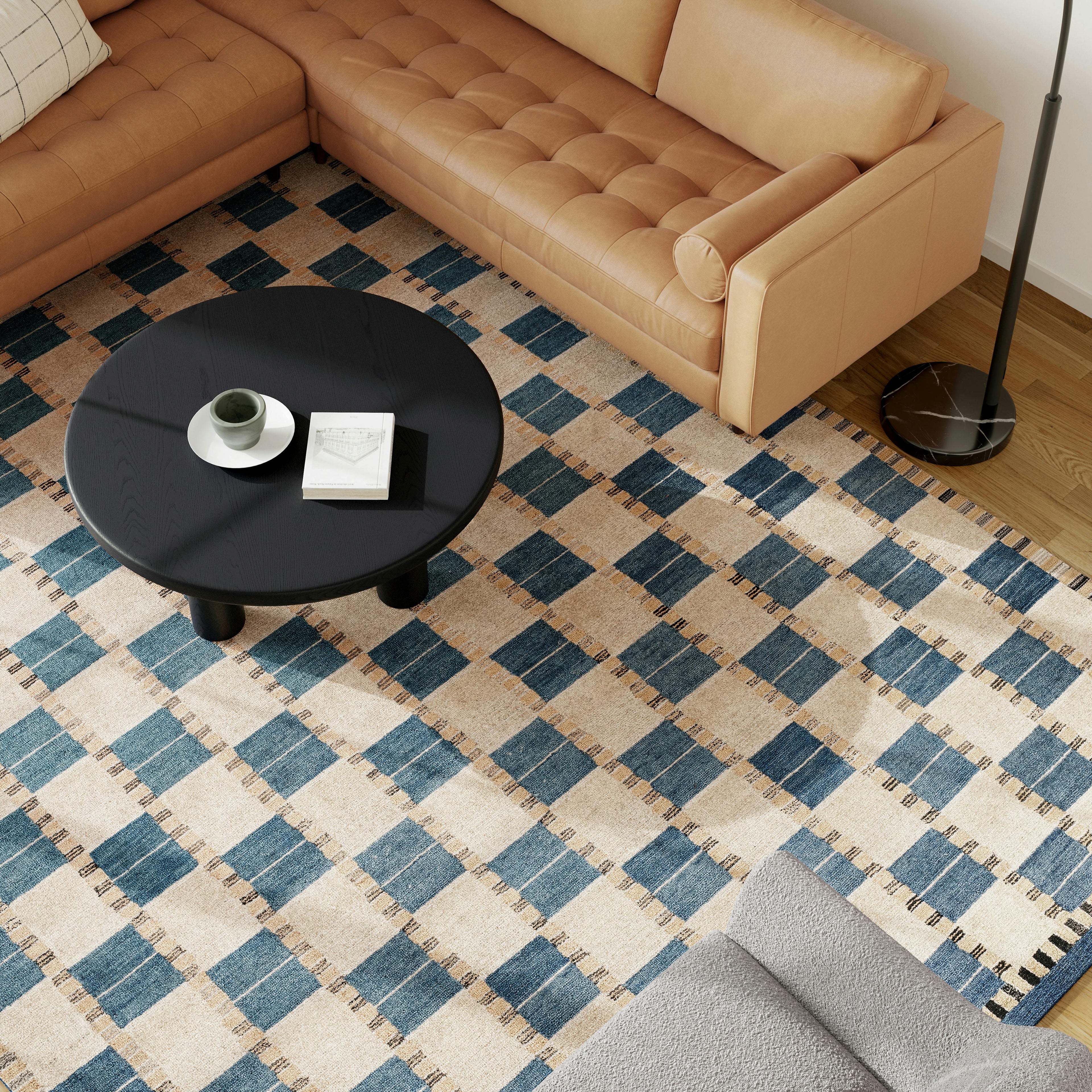 Jaris 9 x 12 Rug - Blue Quilt Checks