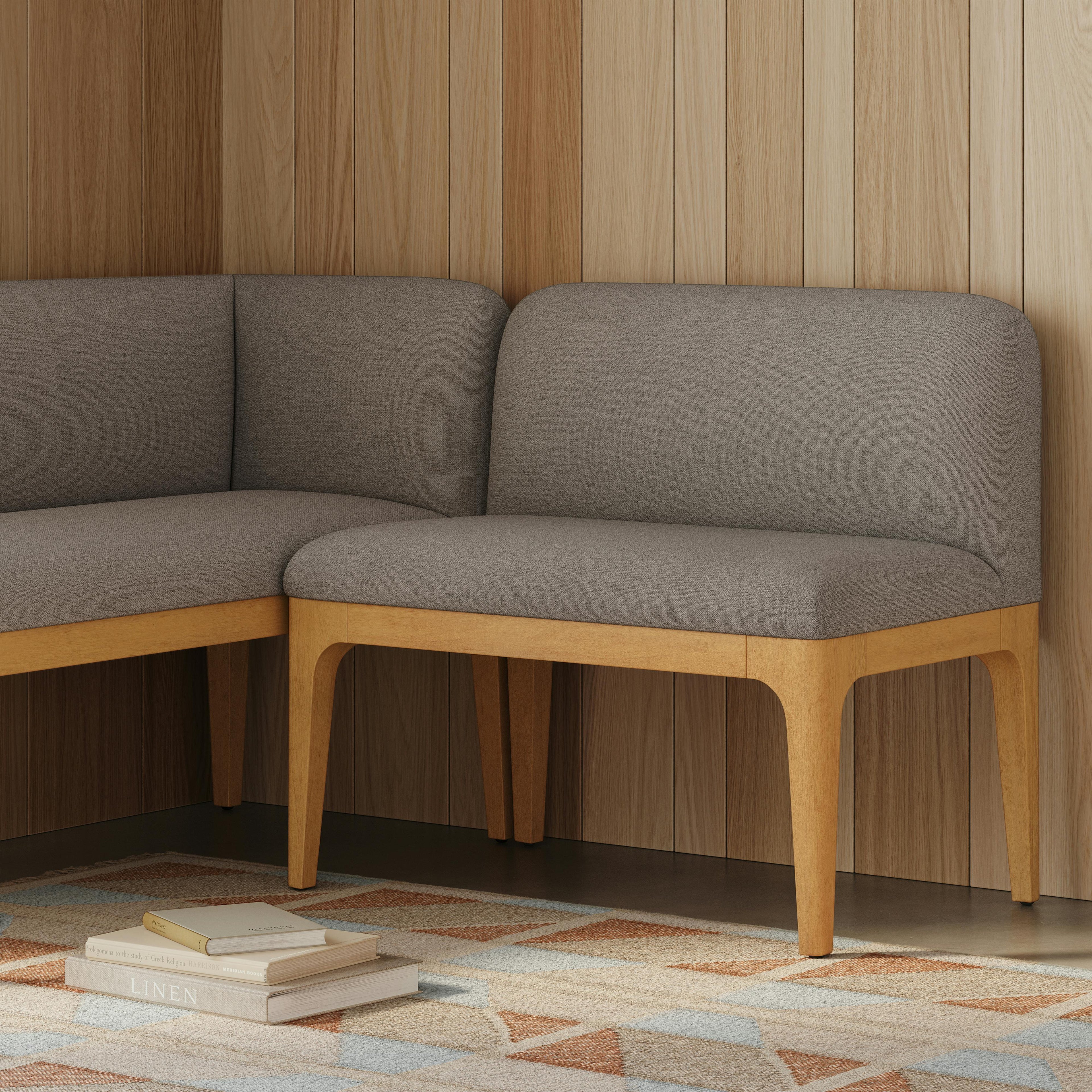 Rosin 34 Armless Banquette - Natural Oak and Hestia Gray