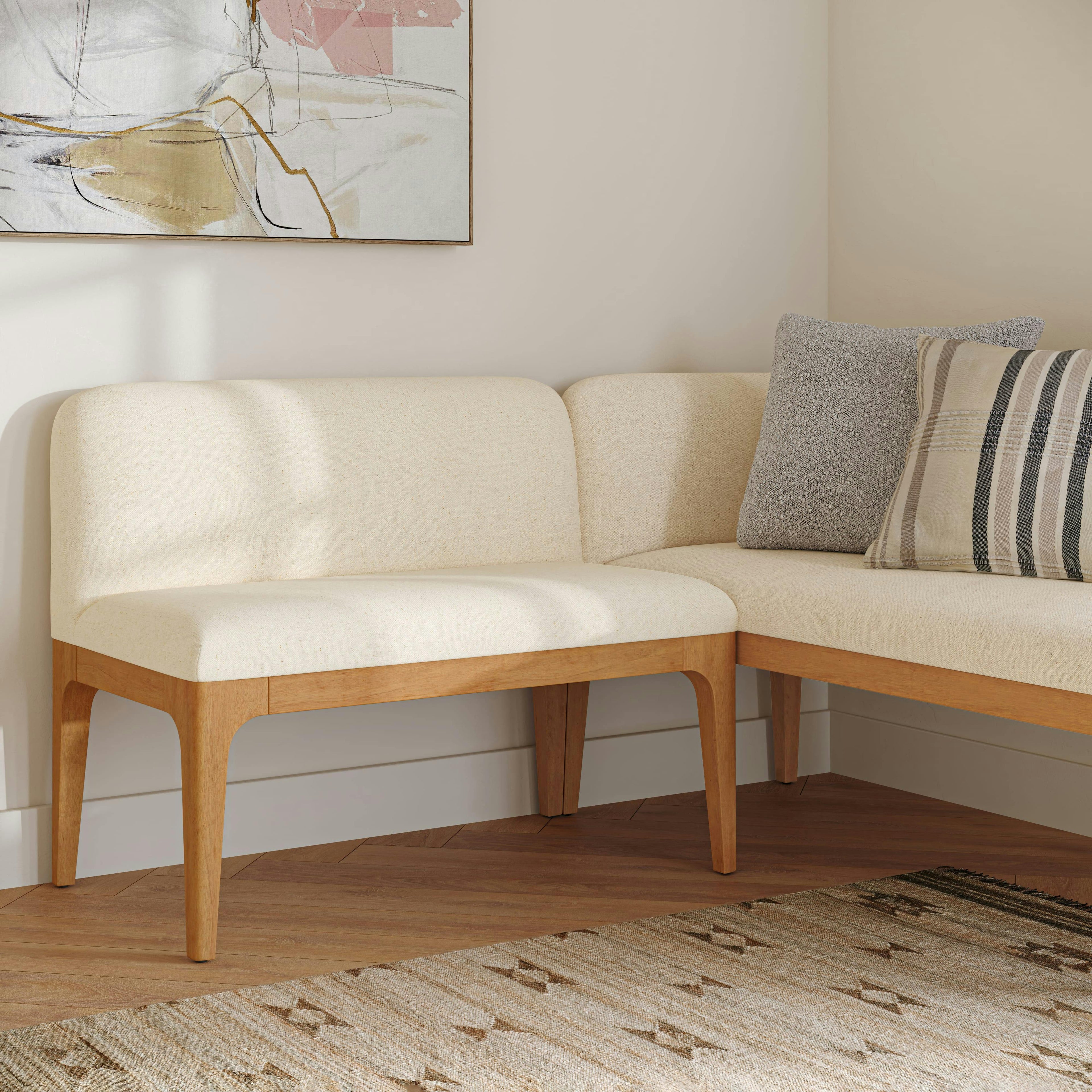 Rosin 34 Armless Banquette - Natural Oak and Sand Ivory