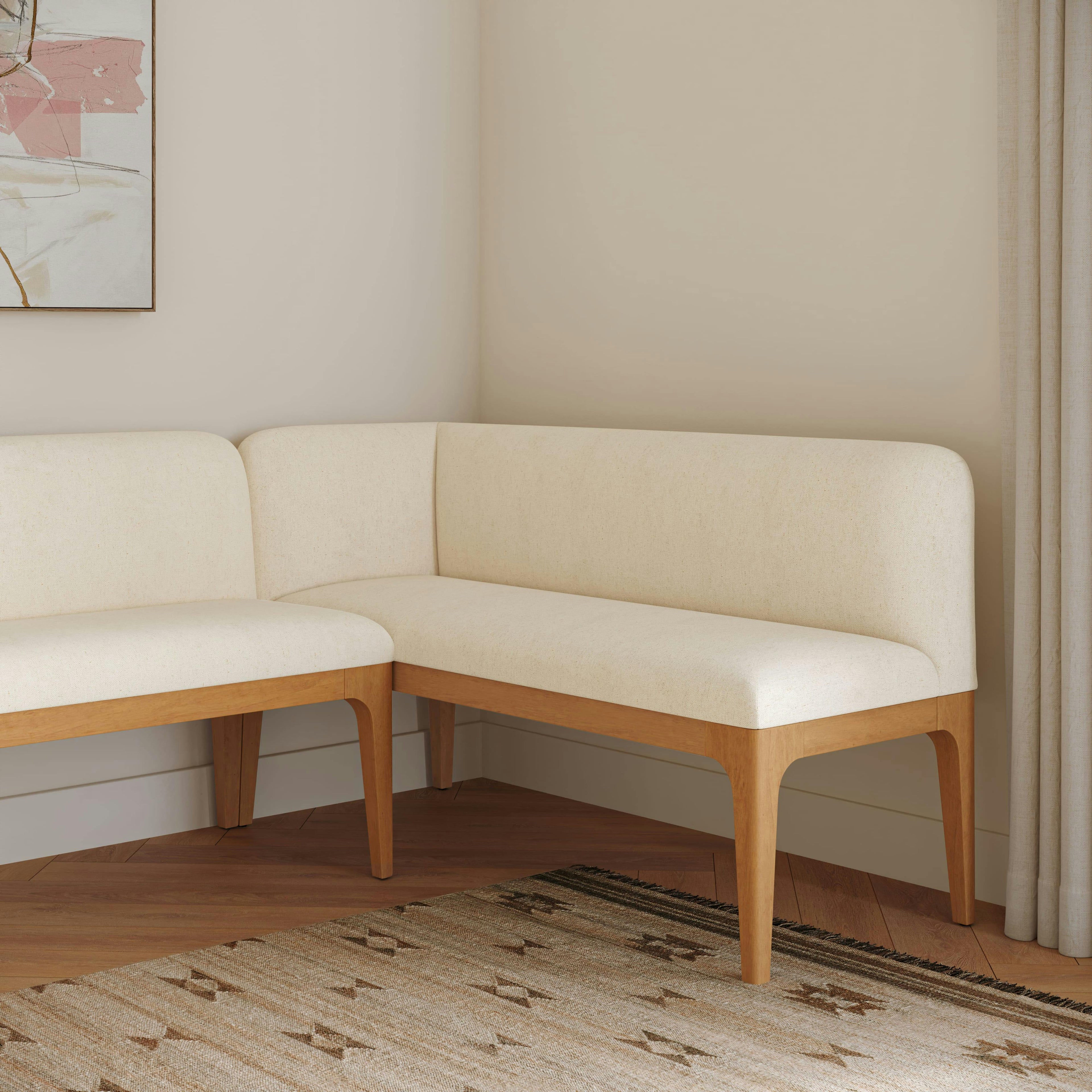 Rosin 56.75 Left Corner Banquette - Natural Oak and Sand Ivory