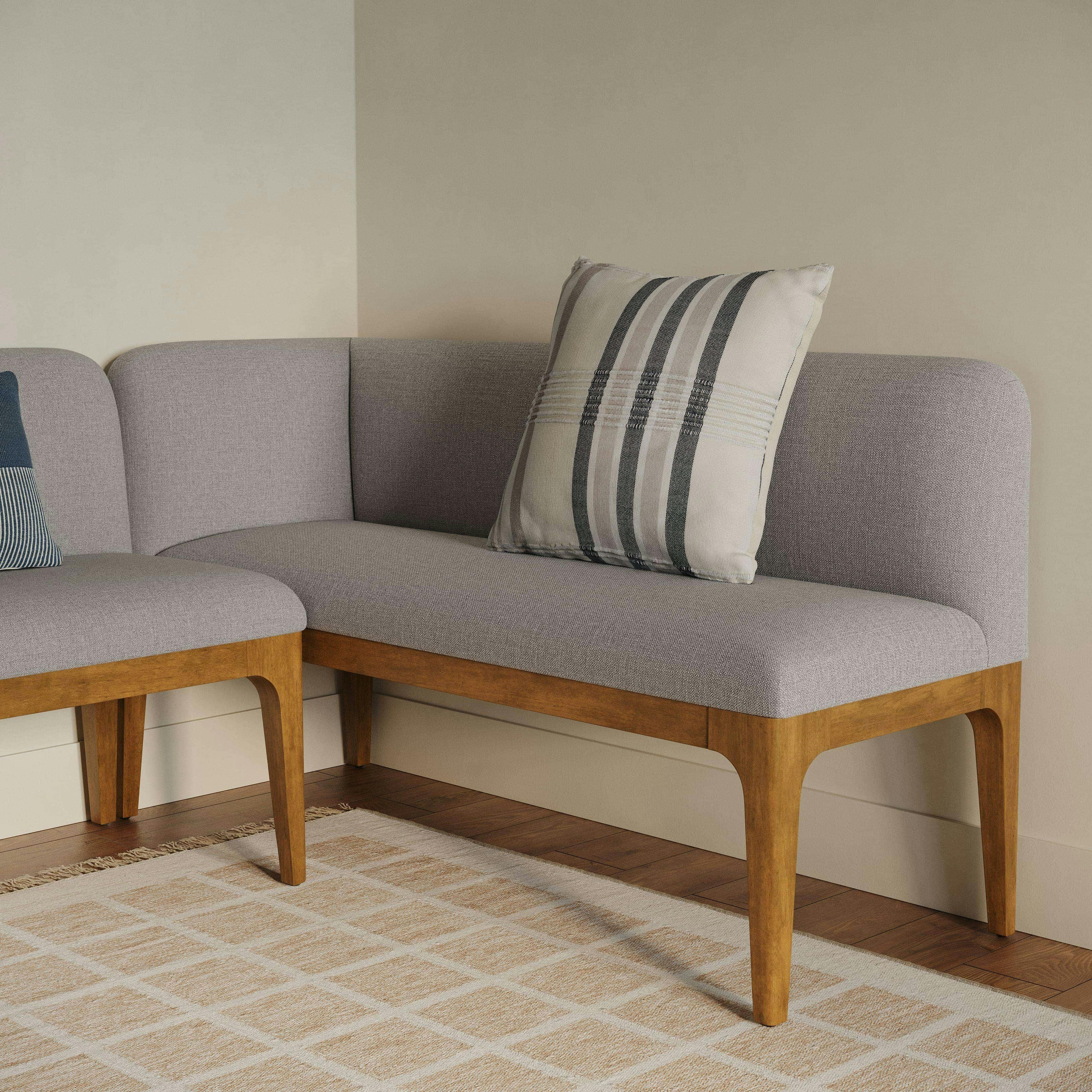 Rosin 56.75 Left Corner Banquette - Smoked Oak and Hestia Gray