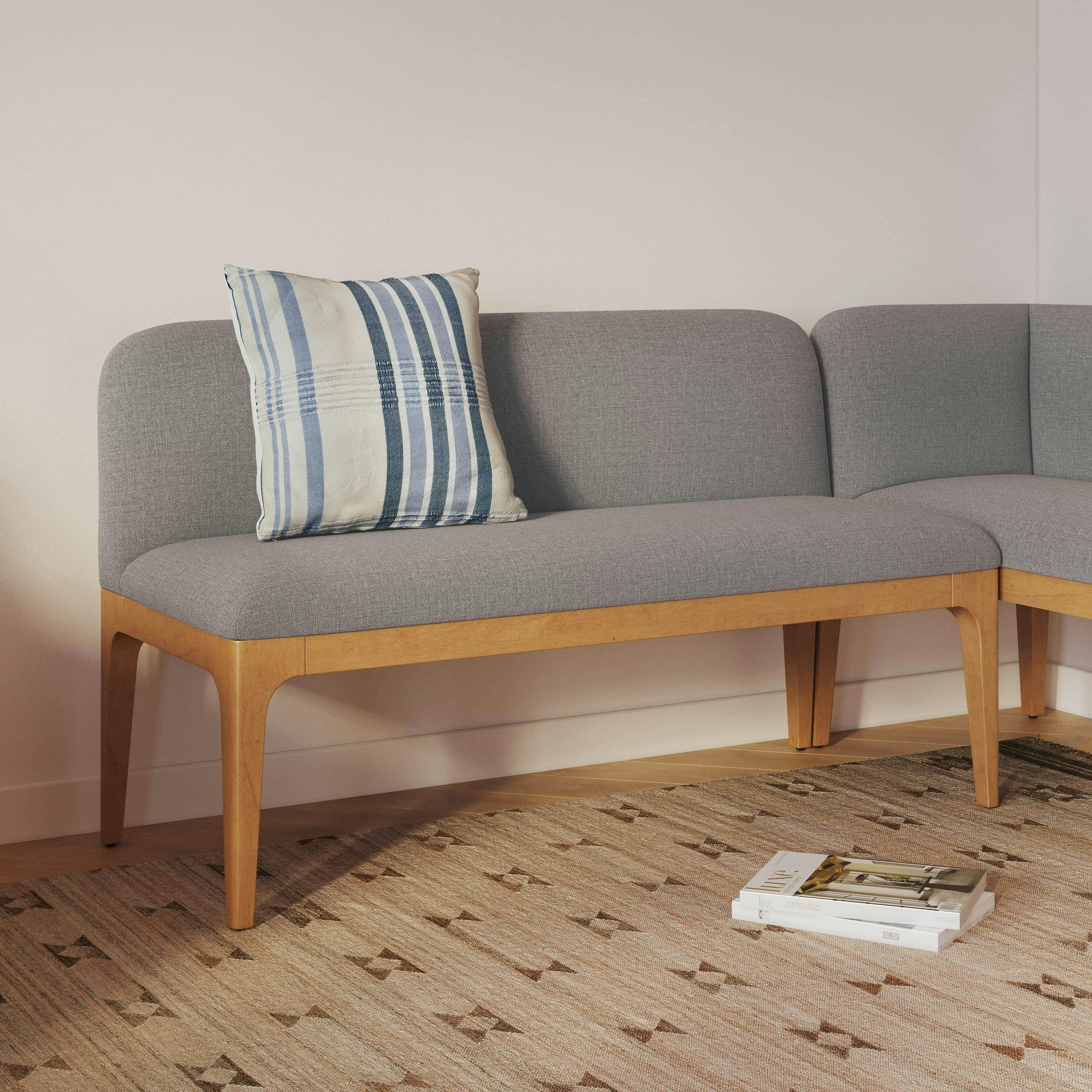 Rosin 53 Armless Banquette - Natural Oak and Hestia Gray