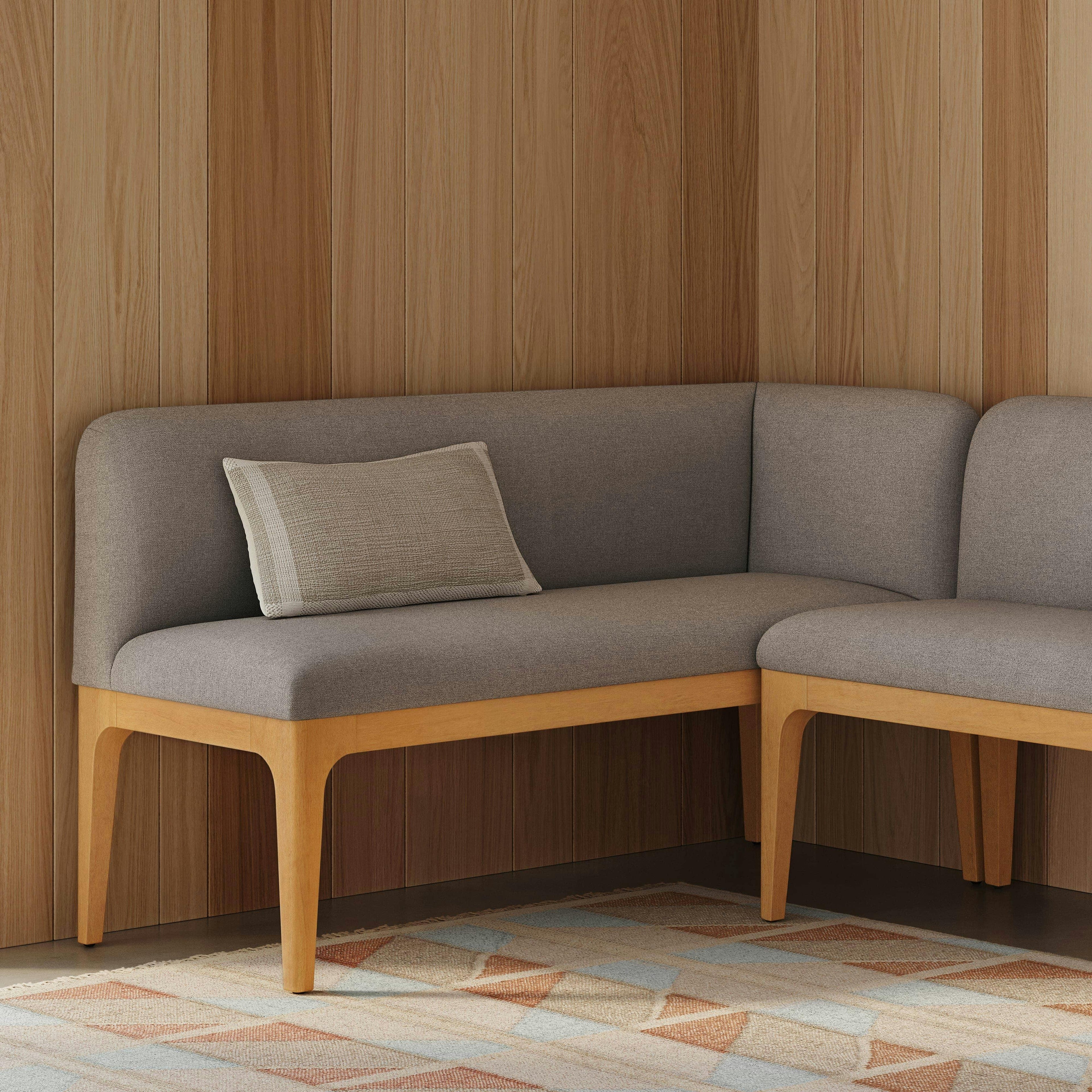 Rosin 56.75 Right Corner Banquette - Natural Oak and Hestia Gray