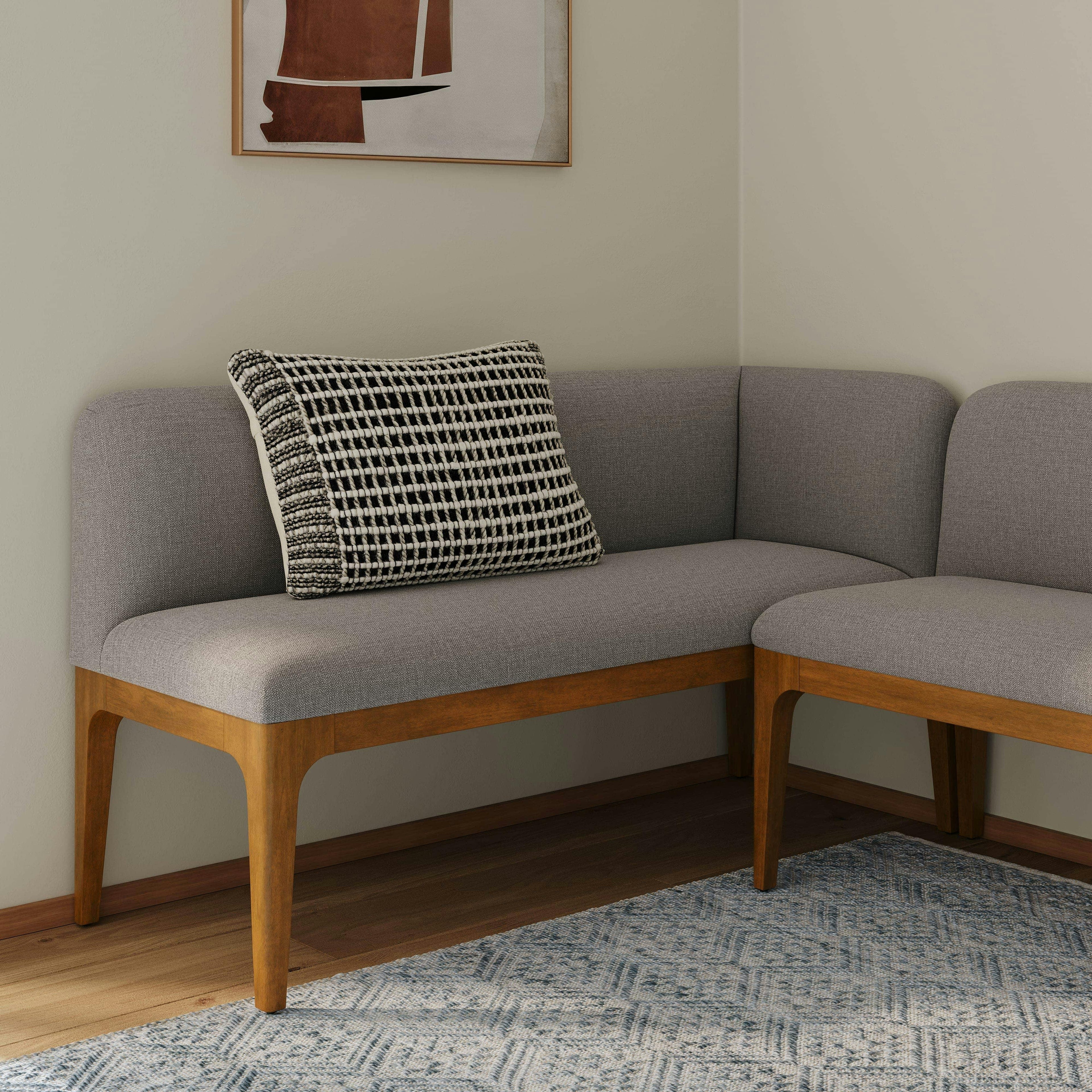 Rosin 56.75 Right Corner Banquette - Smoked Oak and Hestia Gray