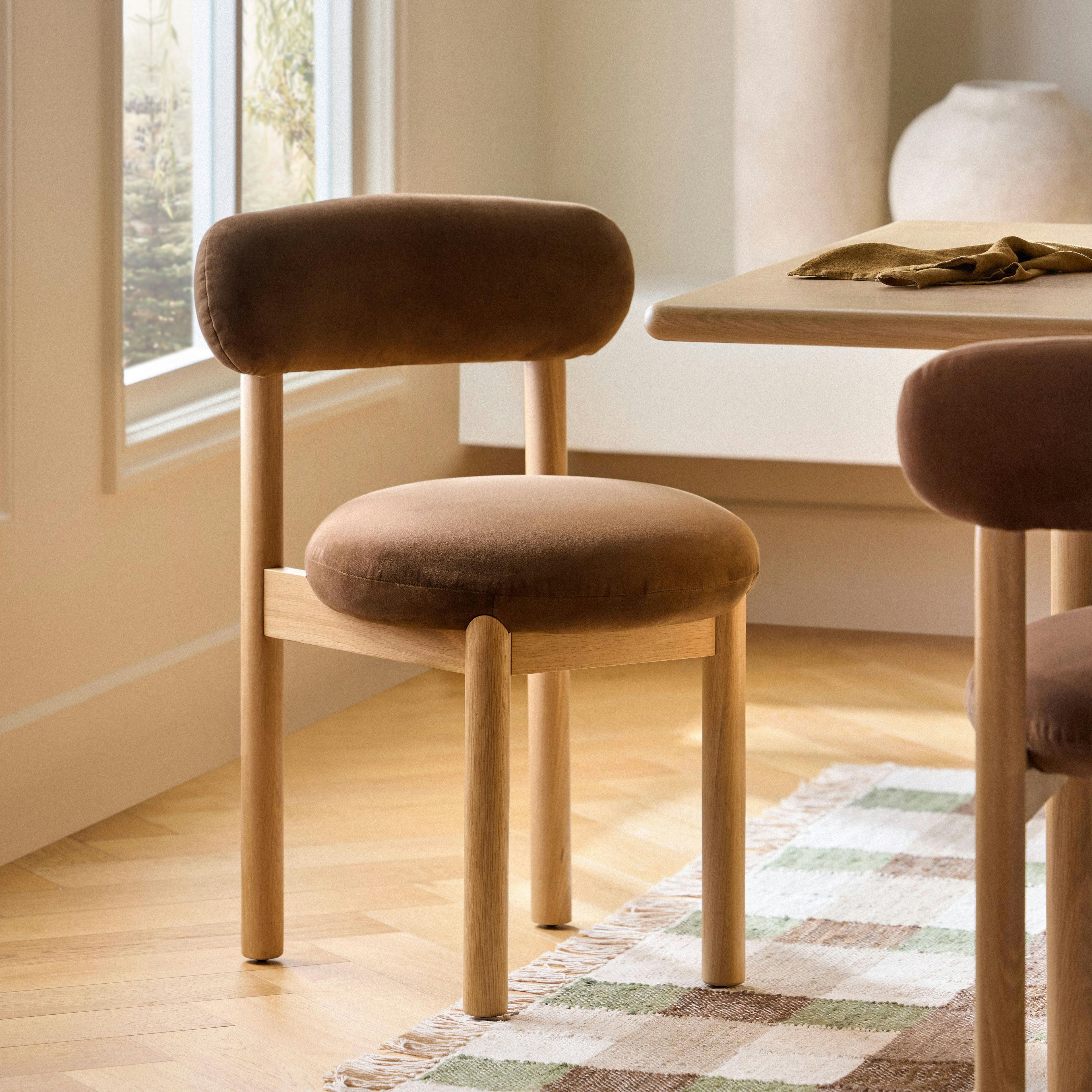 Munk Velvet Dining Chair - White Oak and Hale Earth