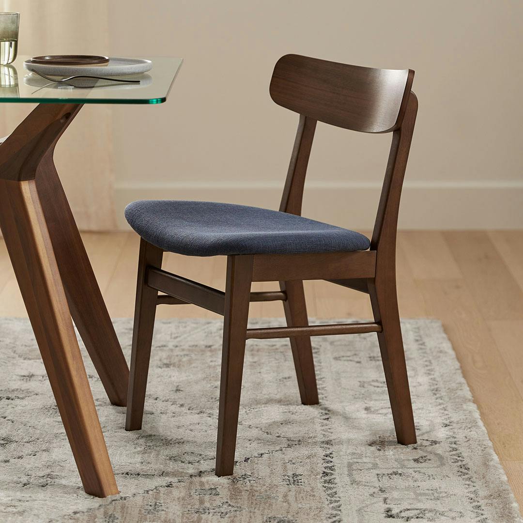 Ecole Dining Chair - Walnut and Seascape Blue