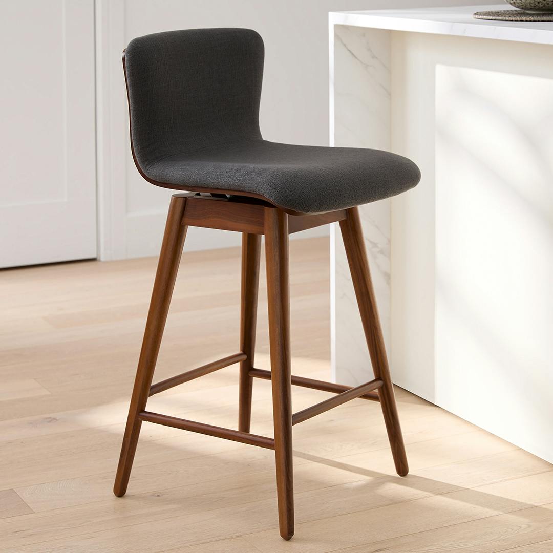 Sede Swivel Counter Stool - Walnut and Miller Gray