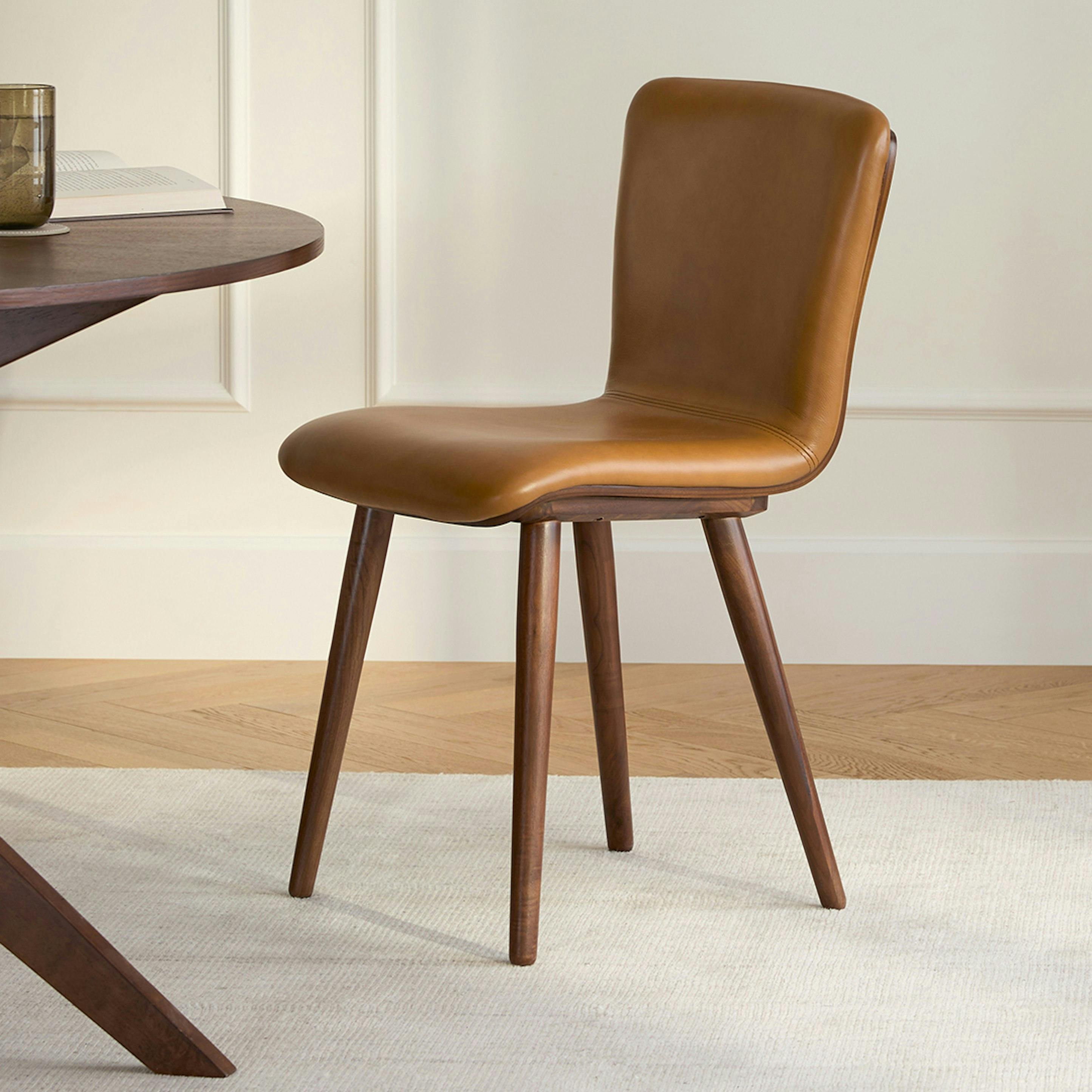 Sede Leather Dining Chair - Walnut and Toscana Tan