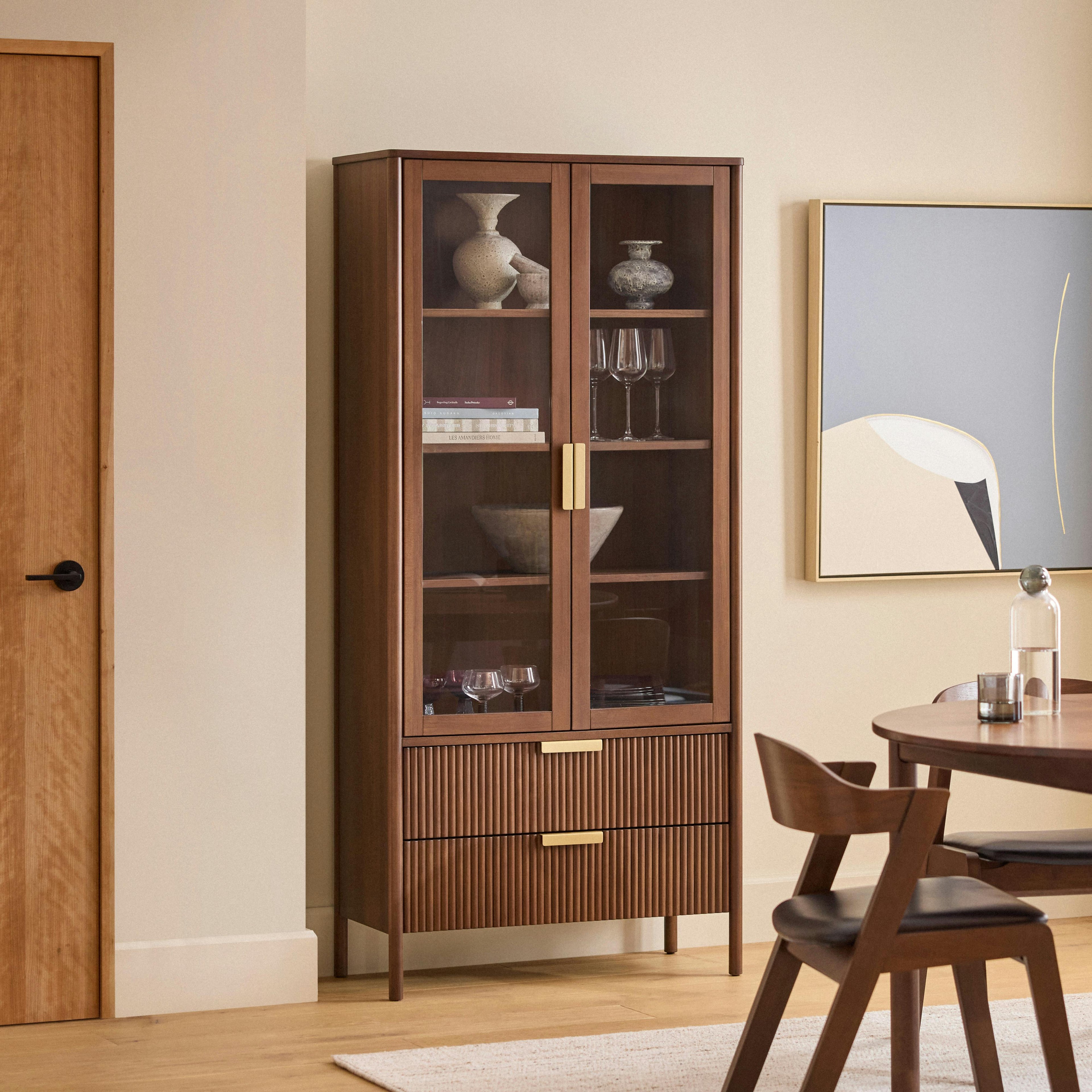 Liv 35.25 Glass Cabinet - Walnut