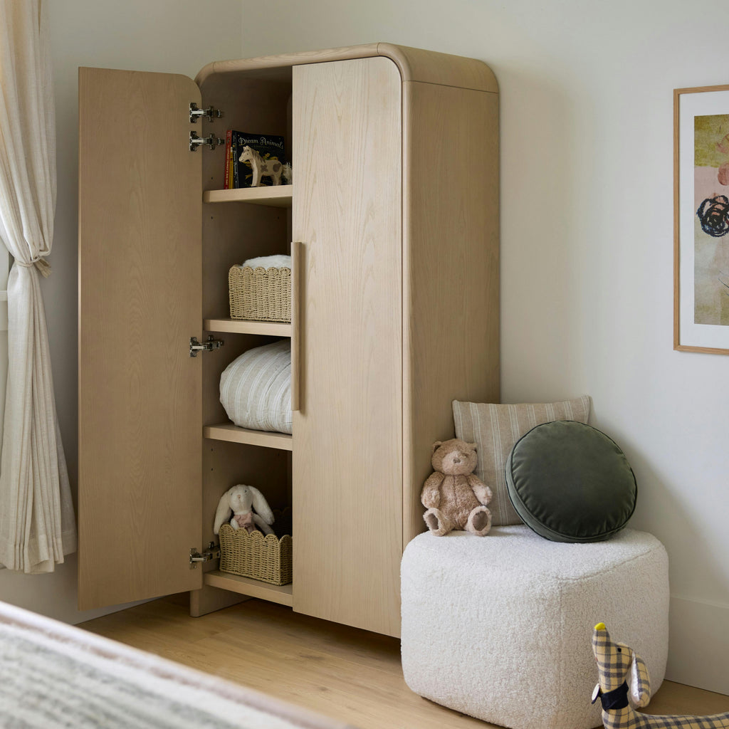 Faydra Natural Ash Wood Enclosed Bookcase Storage Cabinet | Article Coastal Furniture