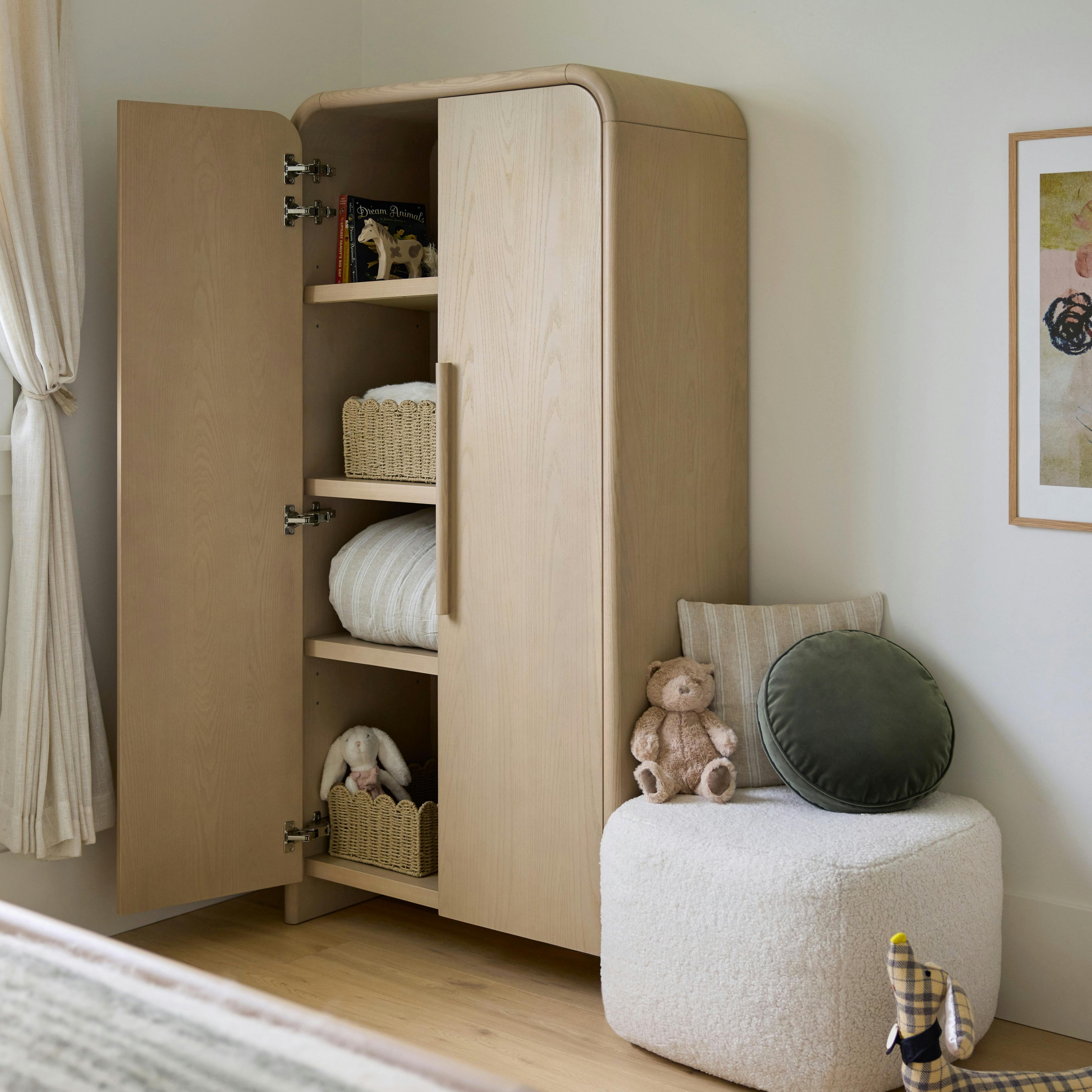 Faydra Natural Ash Wood Enclosed Bookcase Storage Cabinet | Article Coastal Furniture