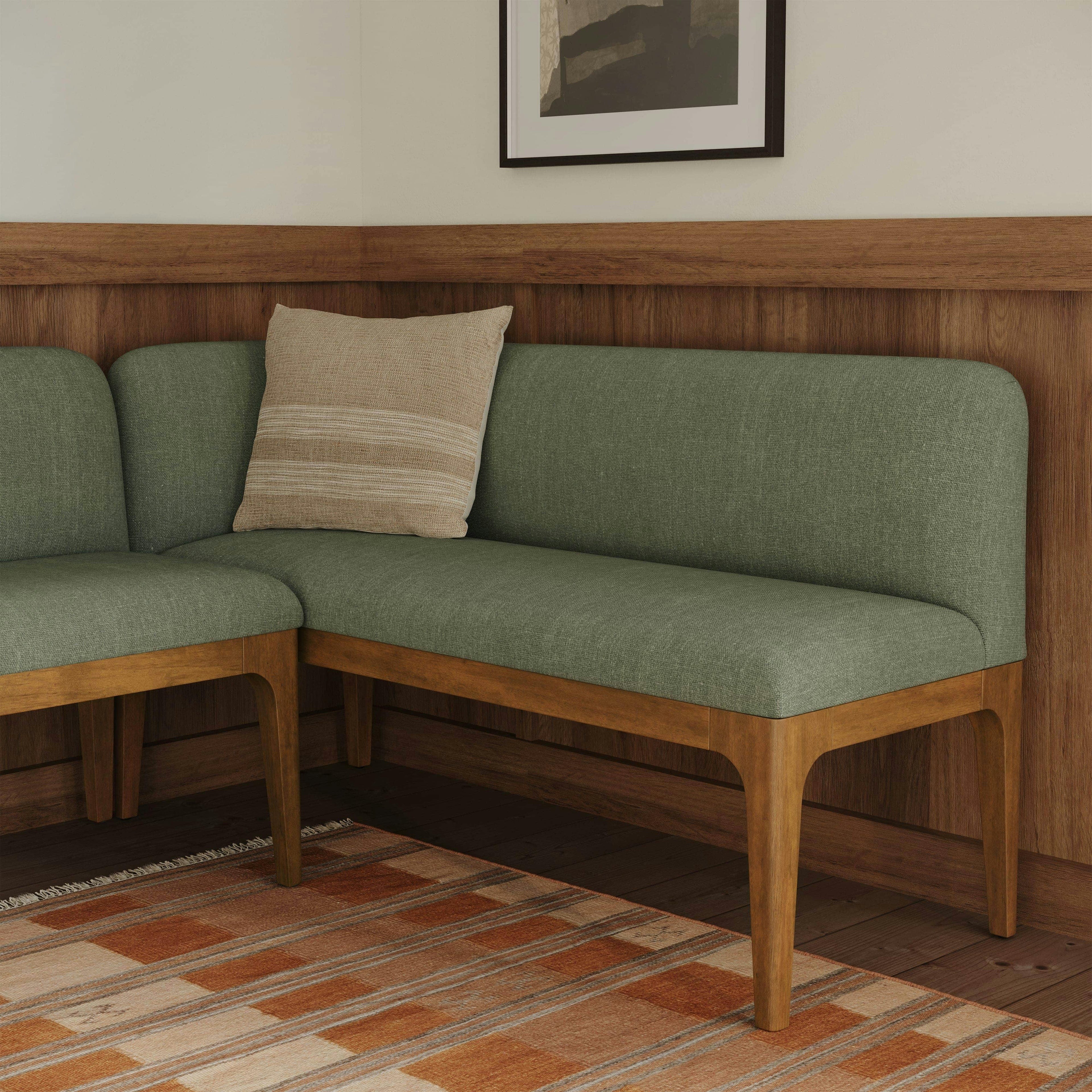 Rosin 56.75 Left Corner Banquette - Smoked Oak and Welsh Green