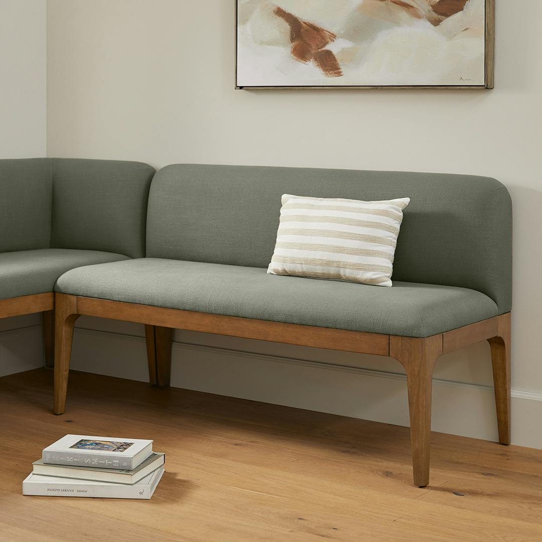 Rosin 53 Armless Banquette - Smoked Oak and Welsh Green