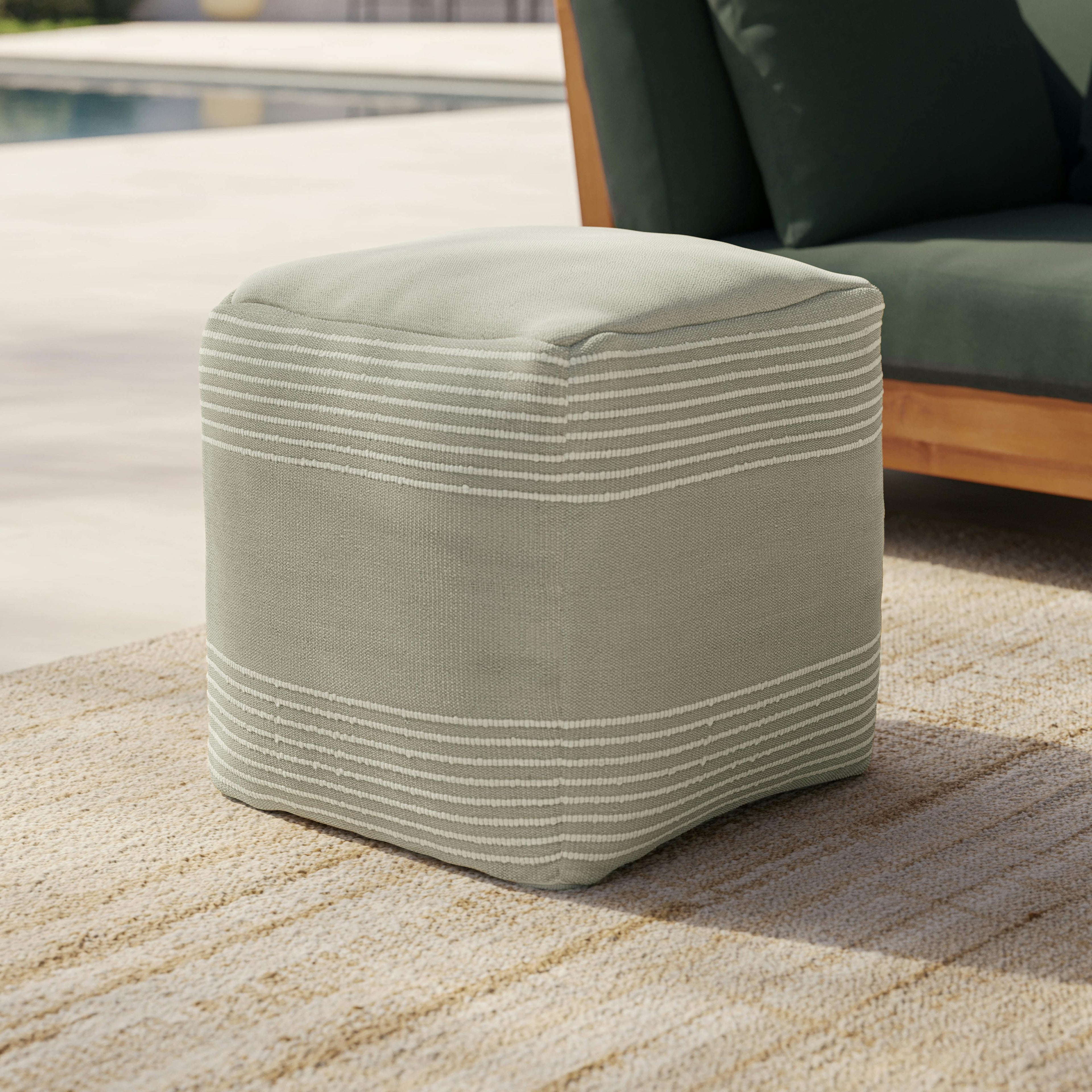 Mika 16 Indoor/Outdoor Pouf - Ridge Taupe