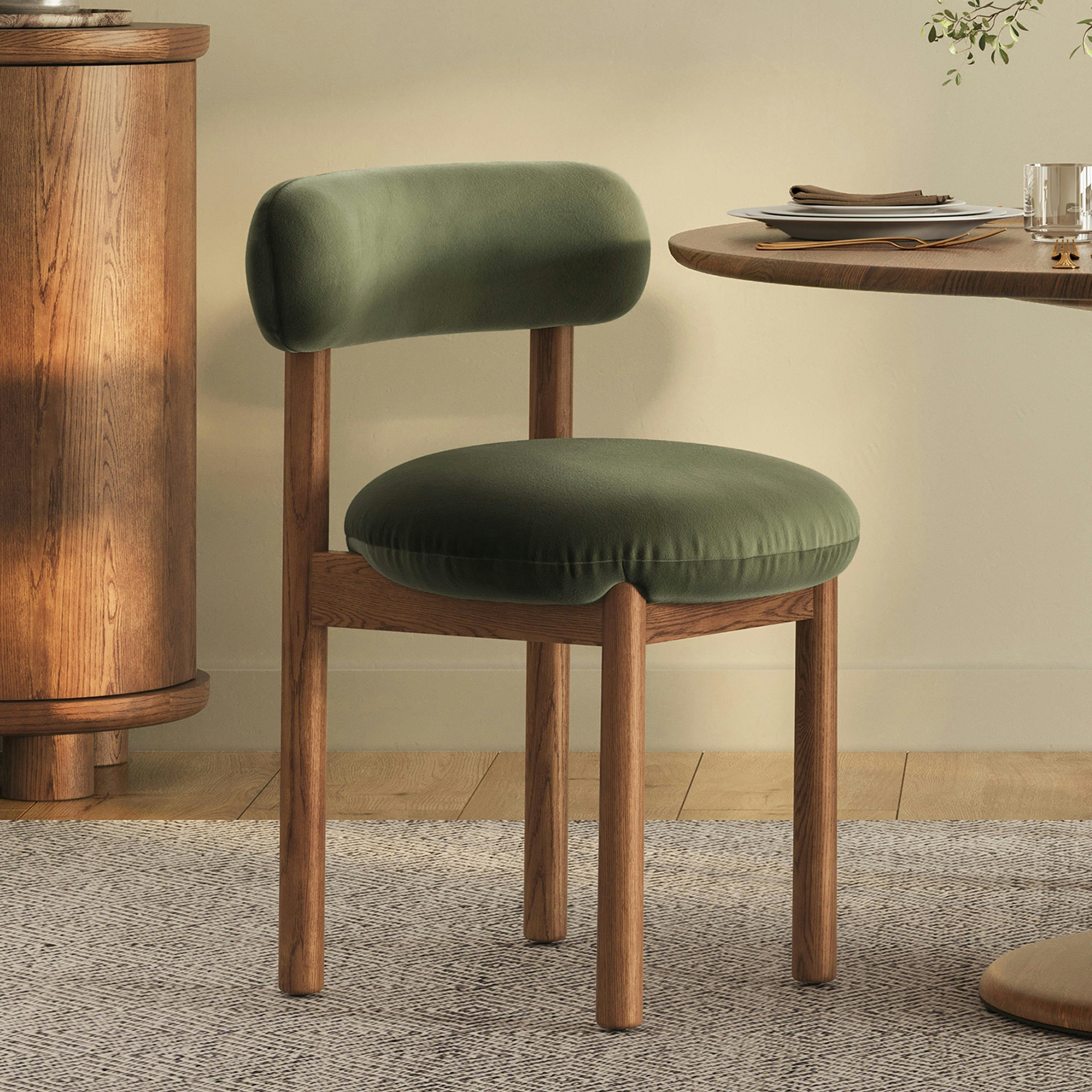 Munk Velvet Dining Chair - Smoked Oak and Hale Fir Green