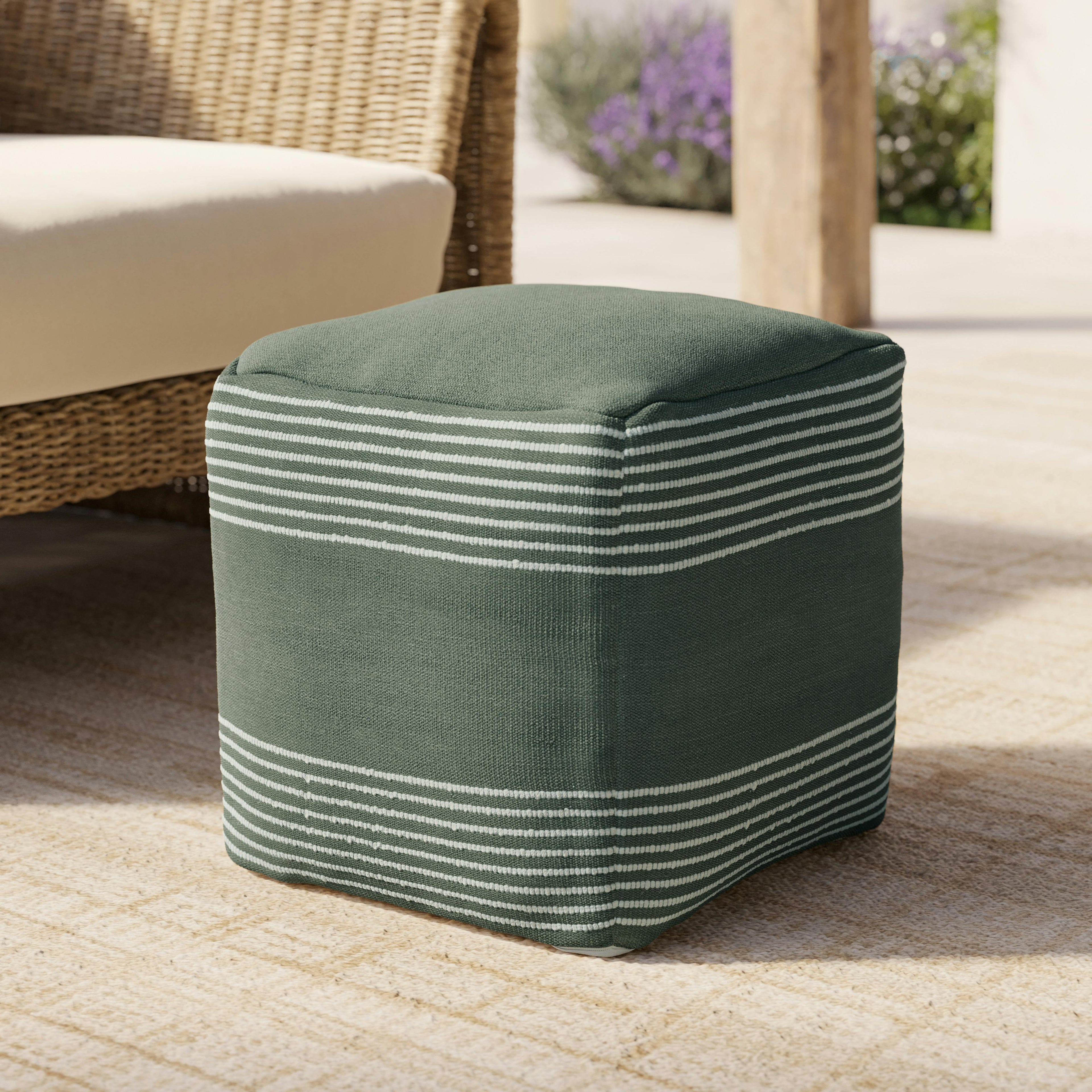 Mika 16 Indoor/Outdoor Pouf - Sea Green