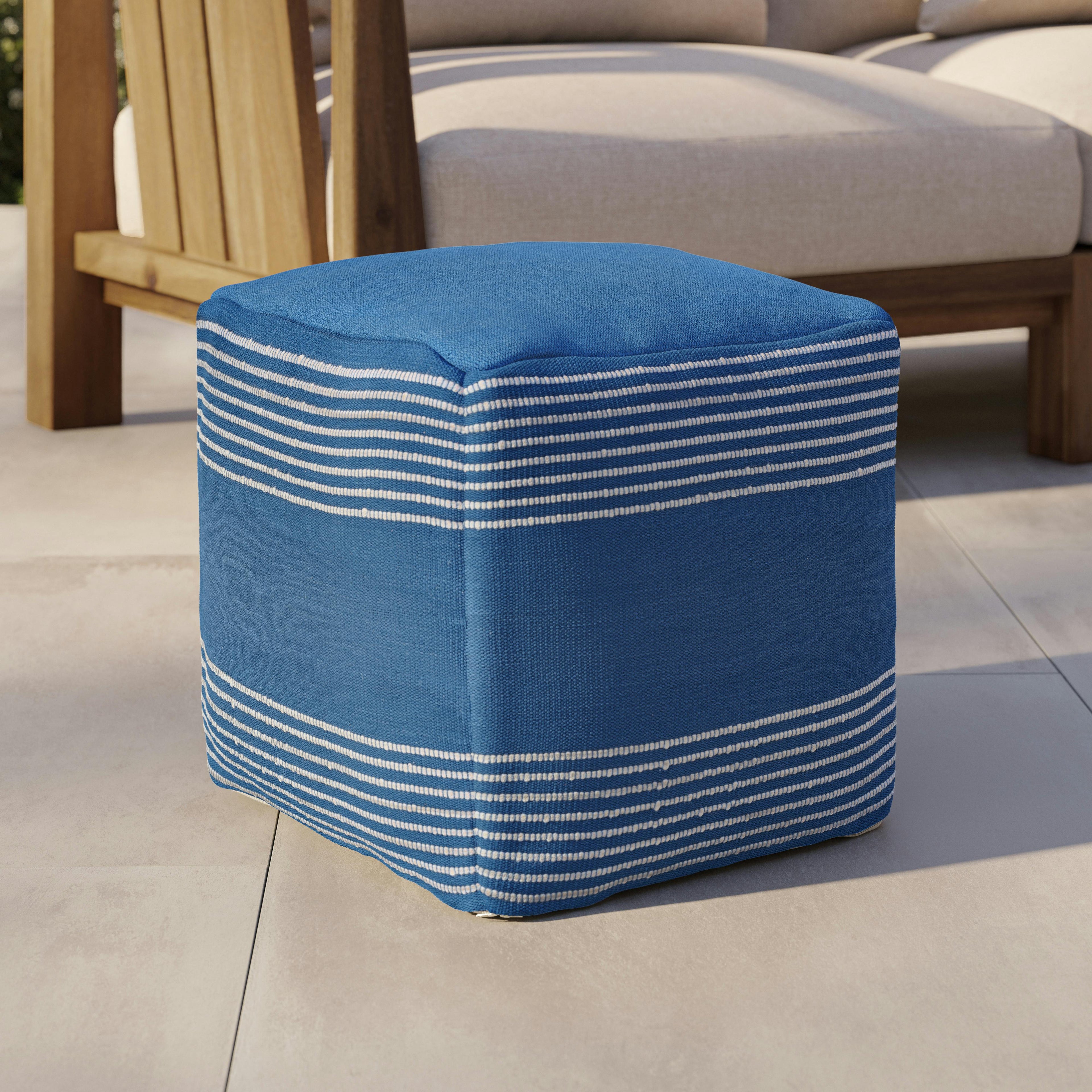 Mika 16 Indoor/Outdoor Pouf - Cobalt Blue