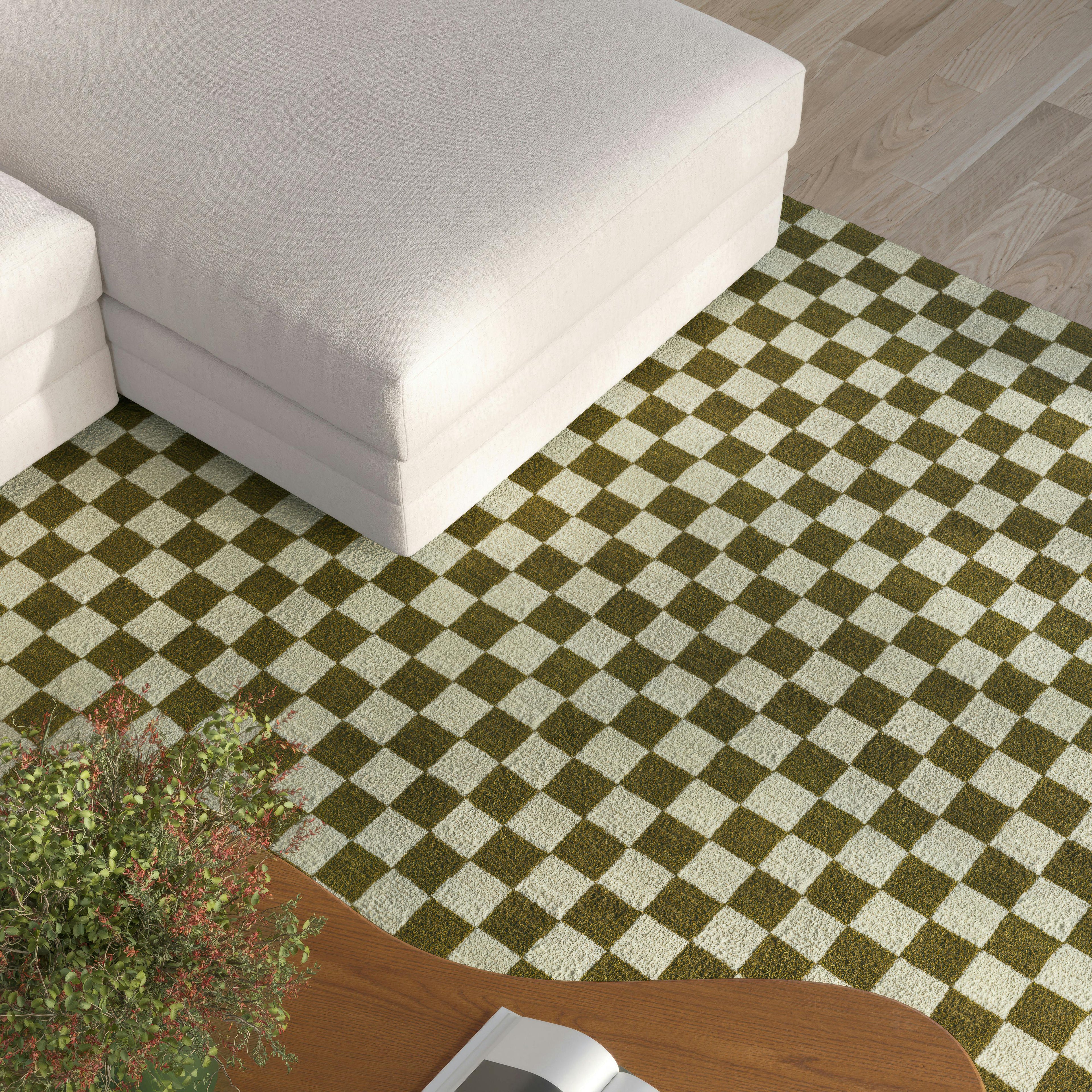 Murray 8 x 10 Wool Rug - Checkered Green
