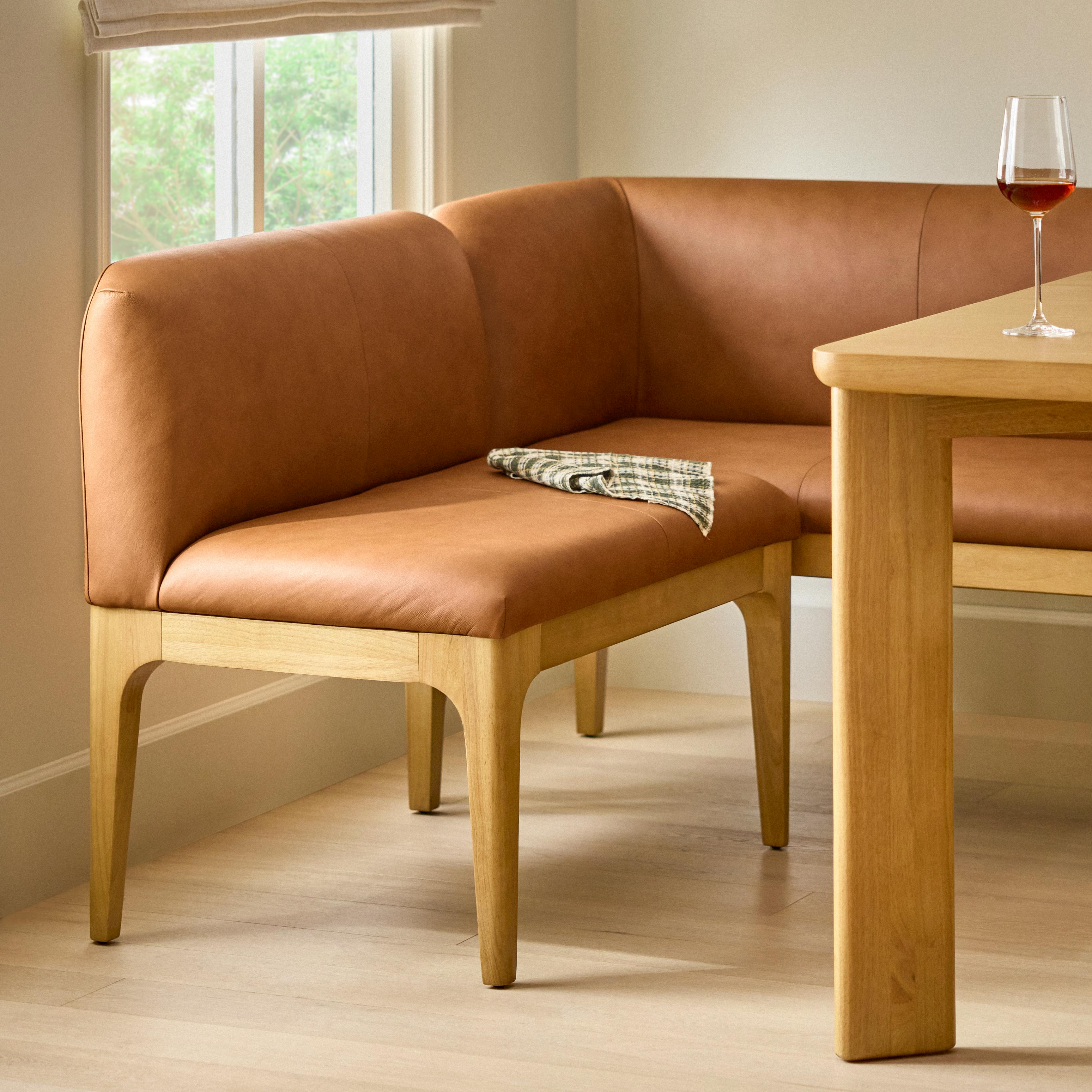 Rosin 34 Leather Armless Banquette - Natural Oak and Lucia Tan