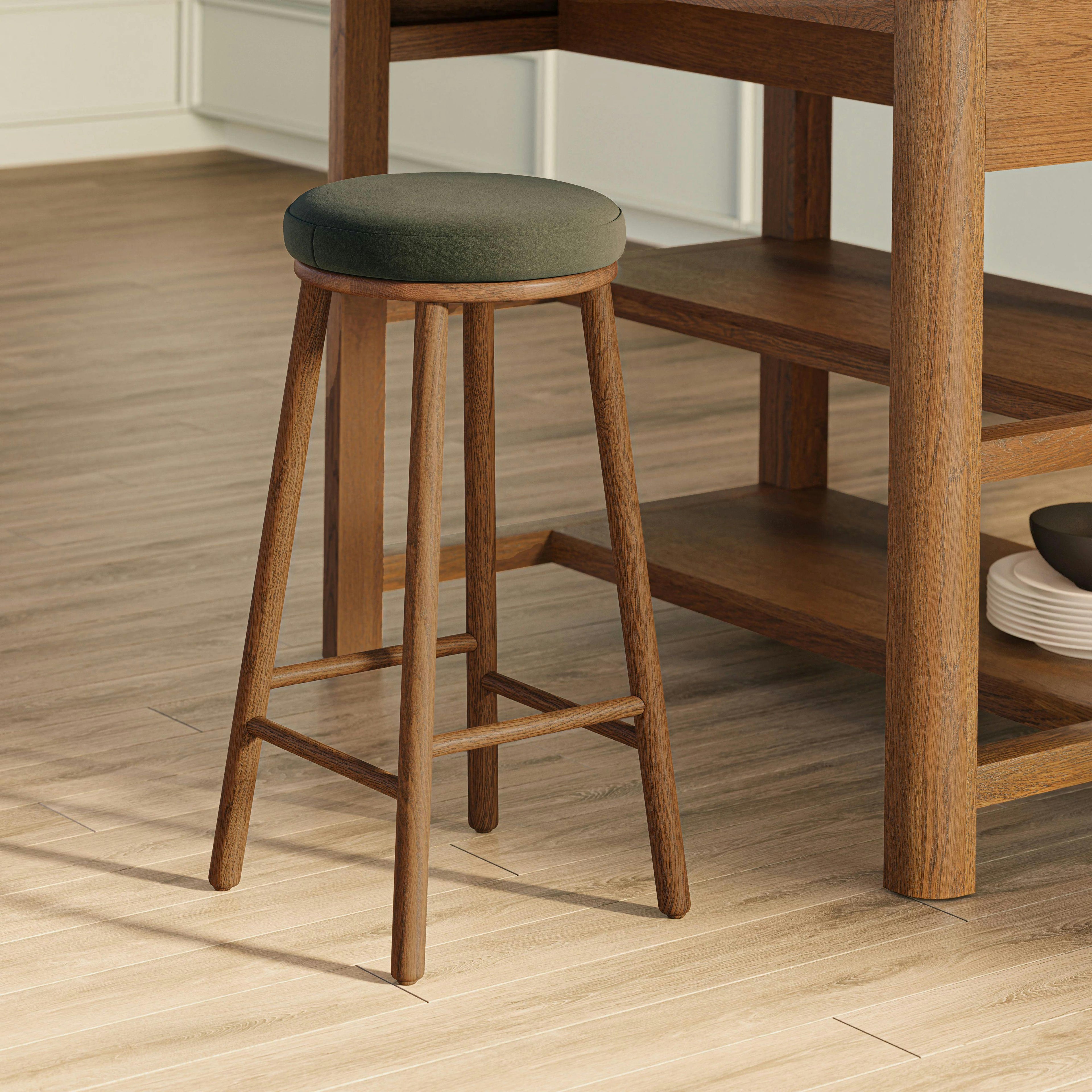 Nurmi Counter Stool - Smoked Oak and Felted Green