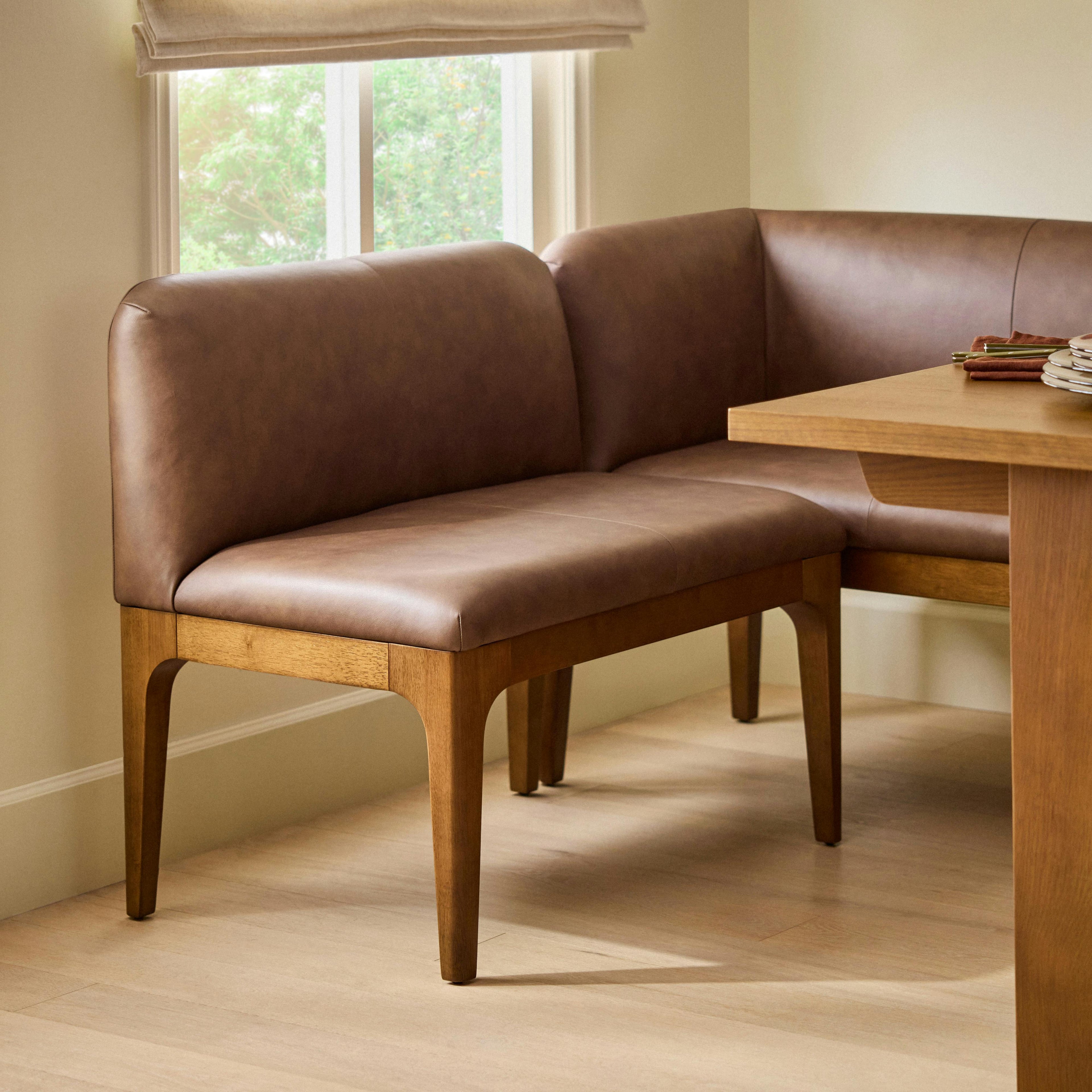 Rosin 34 Leather Armless Banquette - Smoked Oak and Lucia Brown
