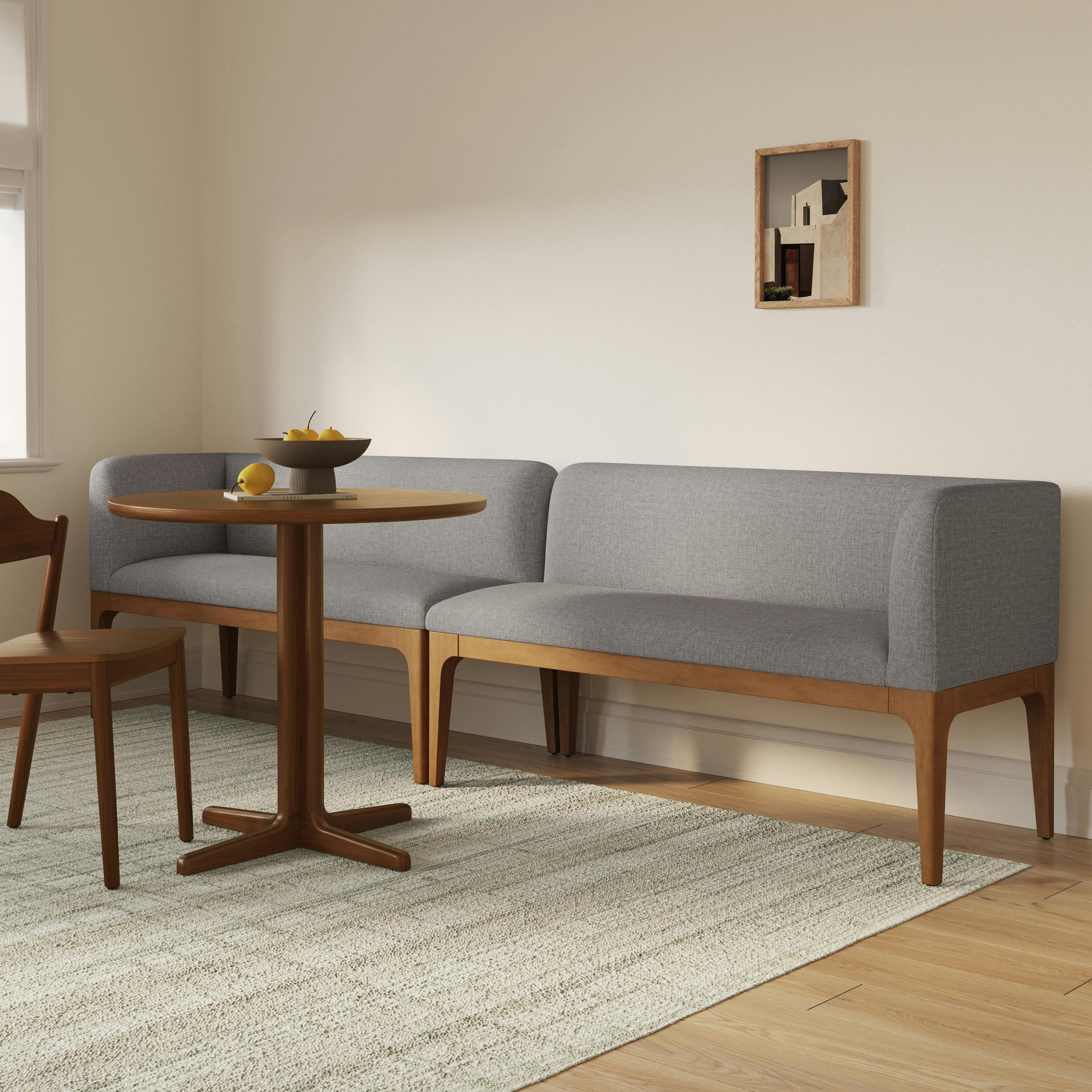 Rosin 113.5 Long Banquette Set - Smoked Oak and Hestia Gray