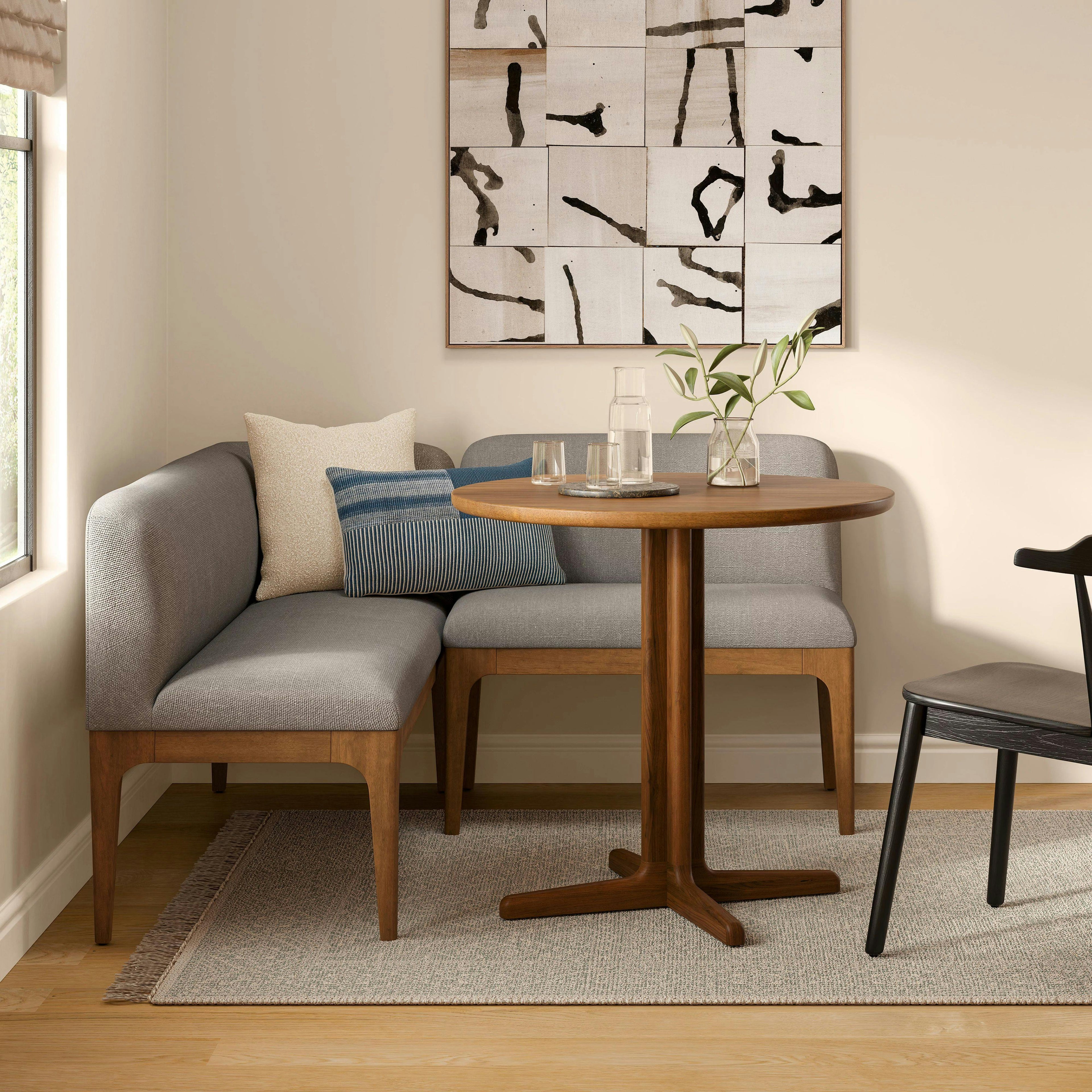 Rosin 55.75 Right Arm Banquette Set - Smoked Oak and Hestia Gray