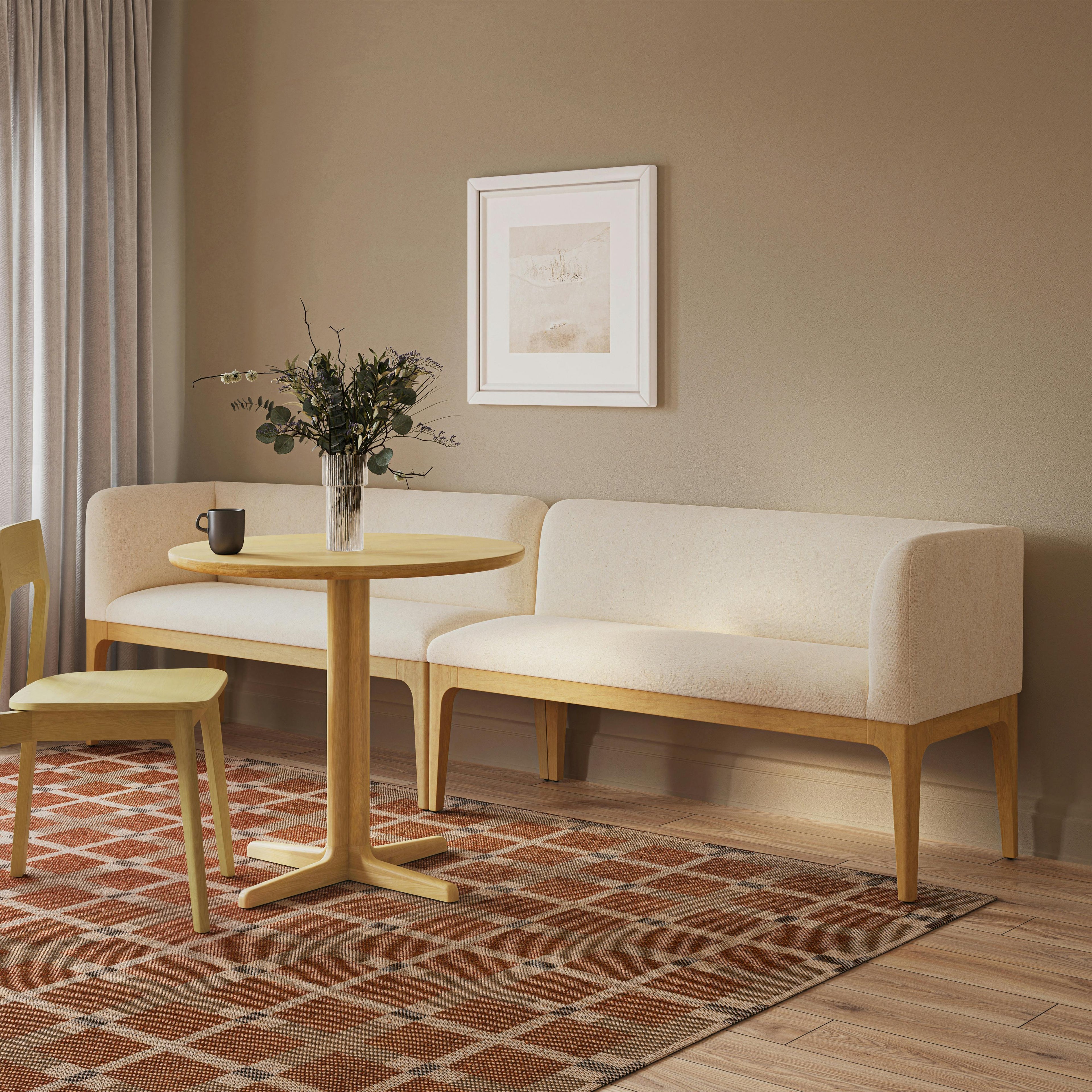Rosin 113.5 Long Banquette Set - Natural Oak and Sand Ivory