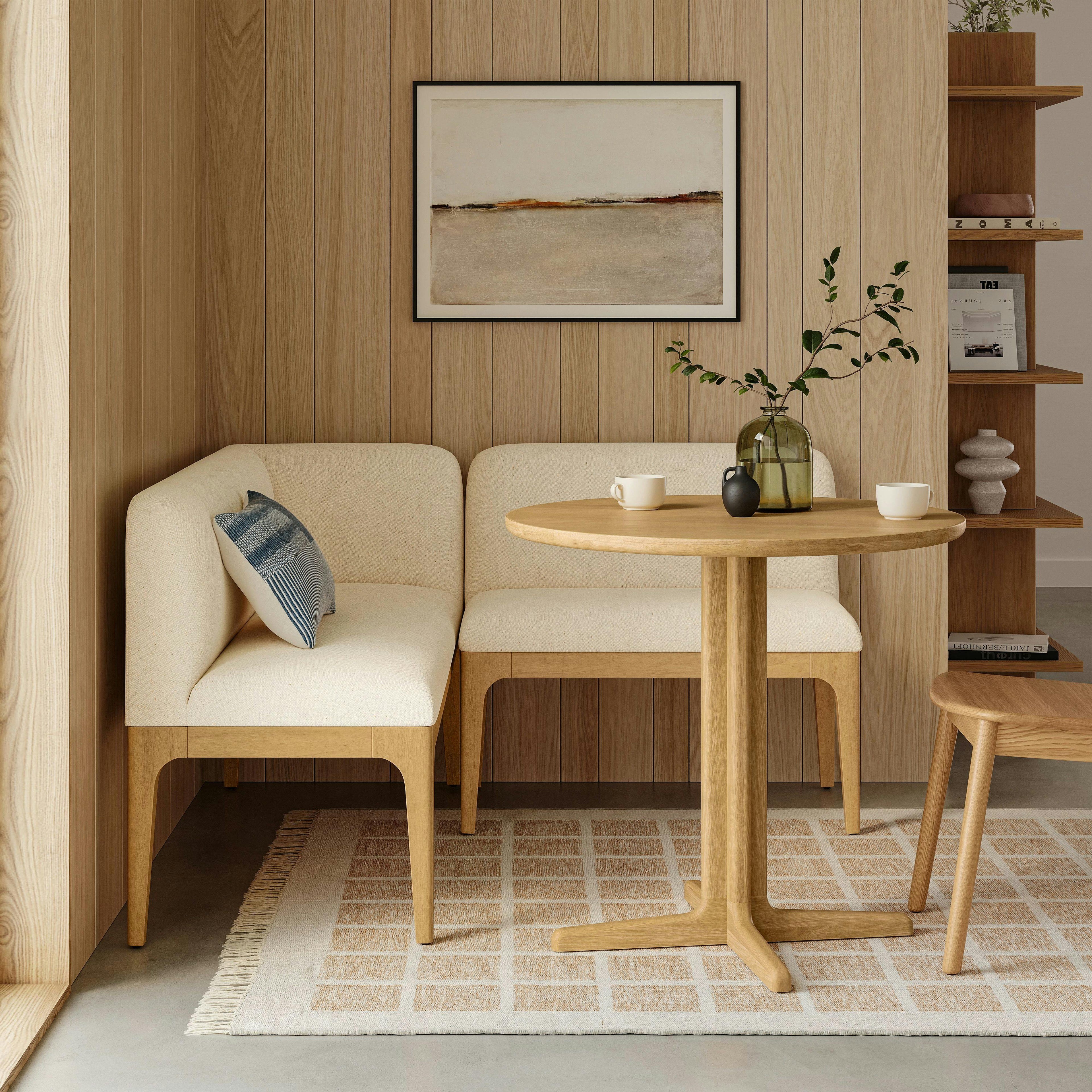 Rosin 55.75 Right Arm Banquette Set - Natural Oak and Sand Ivory