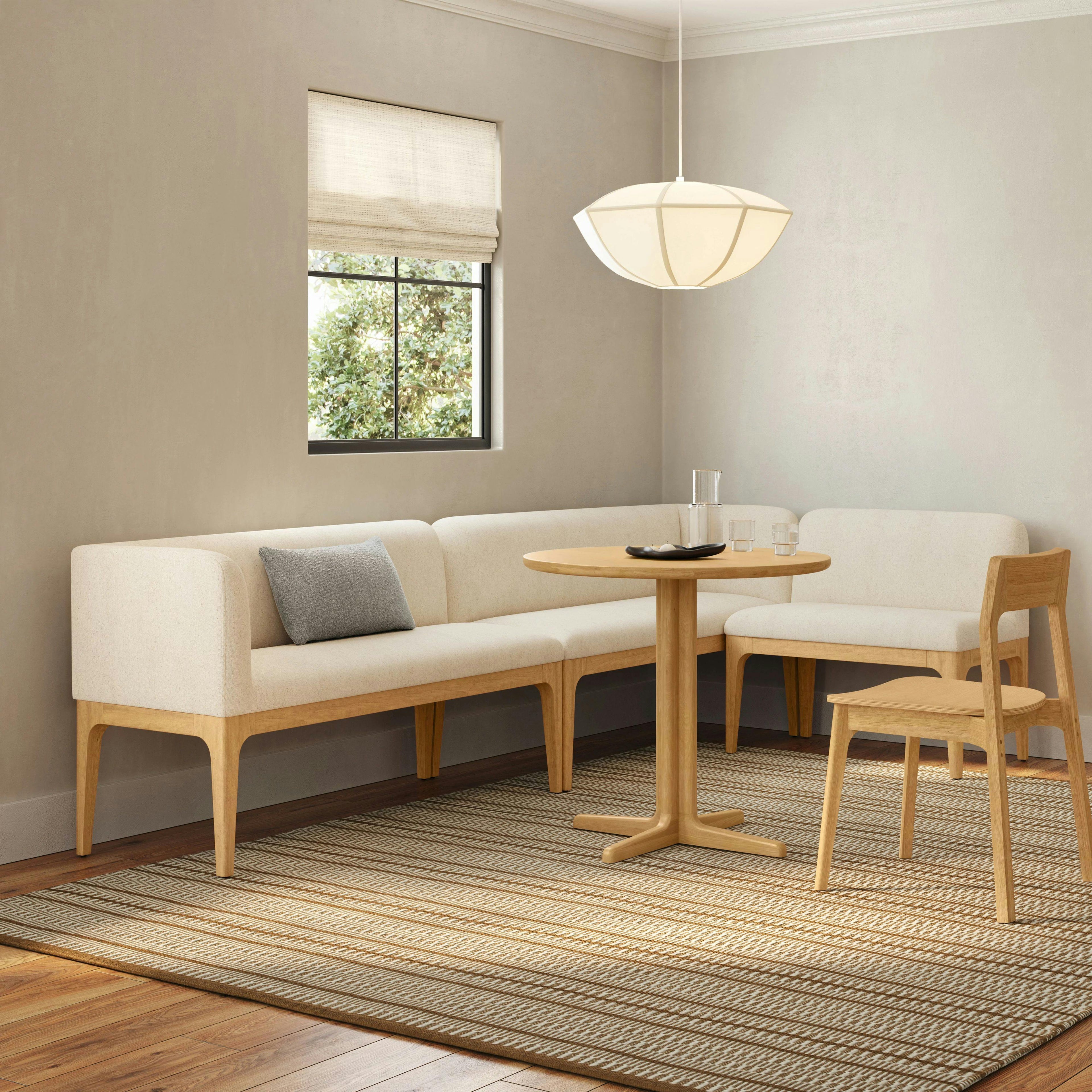 Rosin 113.5 Short L-Shape Banquette Set - Natural Oak and Sand Ivory