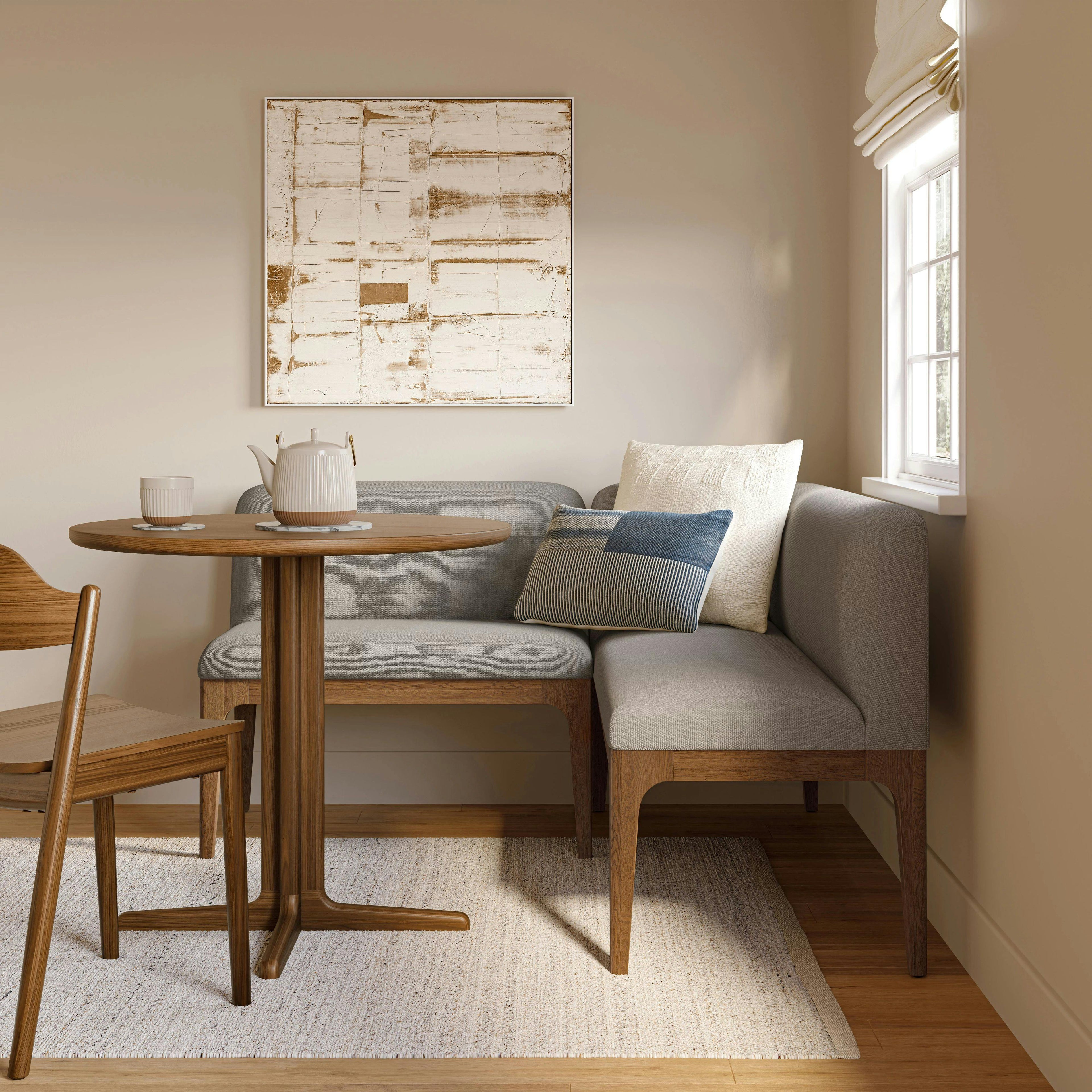 Rosin 55.75 Left Arm Banquette Set - Smoked Oak and Hestia Gray