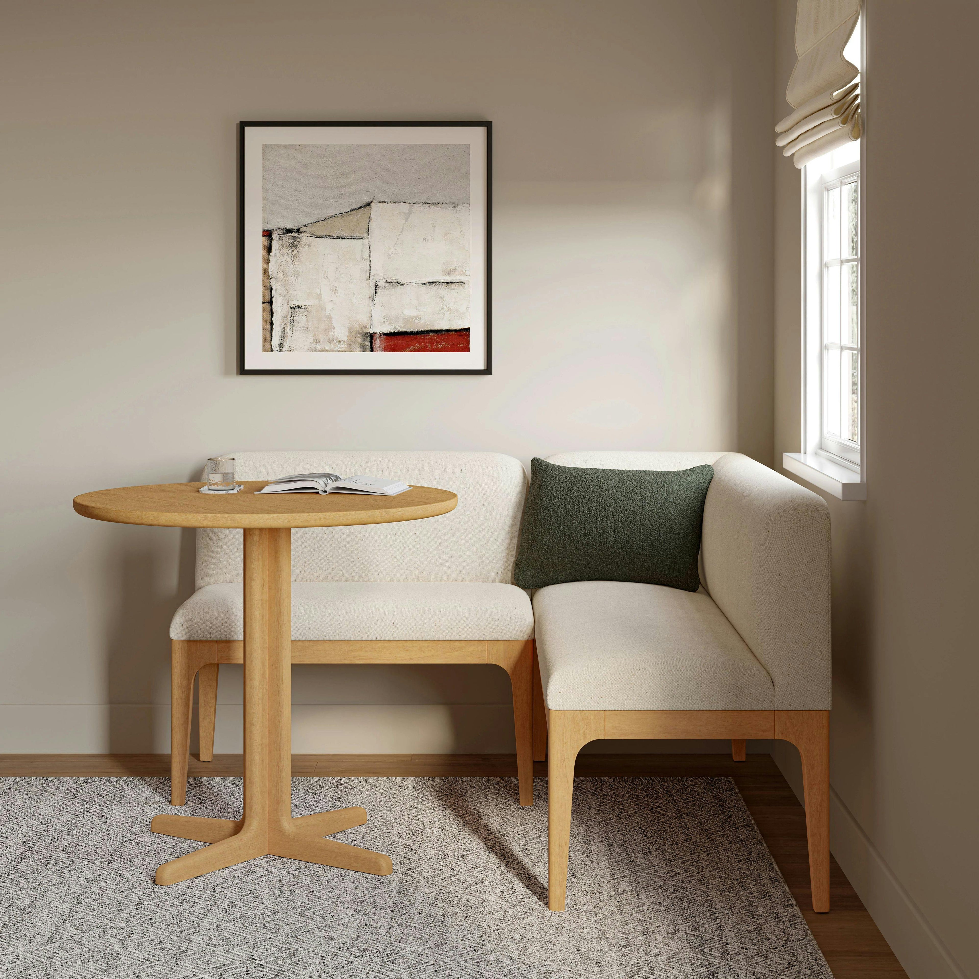 Rosin 55.75 Left Arm Banquette Set - Natural Oak and Sand Ivory