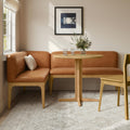 Rosin 74.75 Leather Right Arm Banquette Set - Natural Oak and Lucia Tan