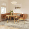 Rosin 96.5 Leather U-Shape Banquette Set - Natural Oak and Lucia Tan
