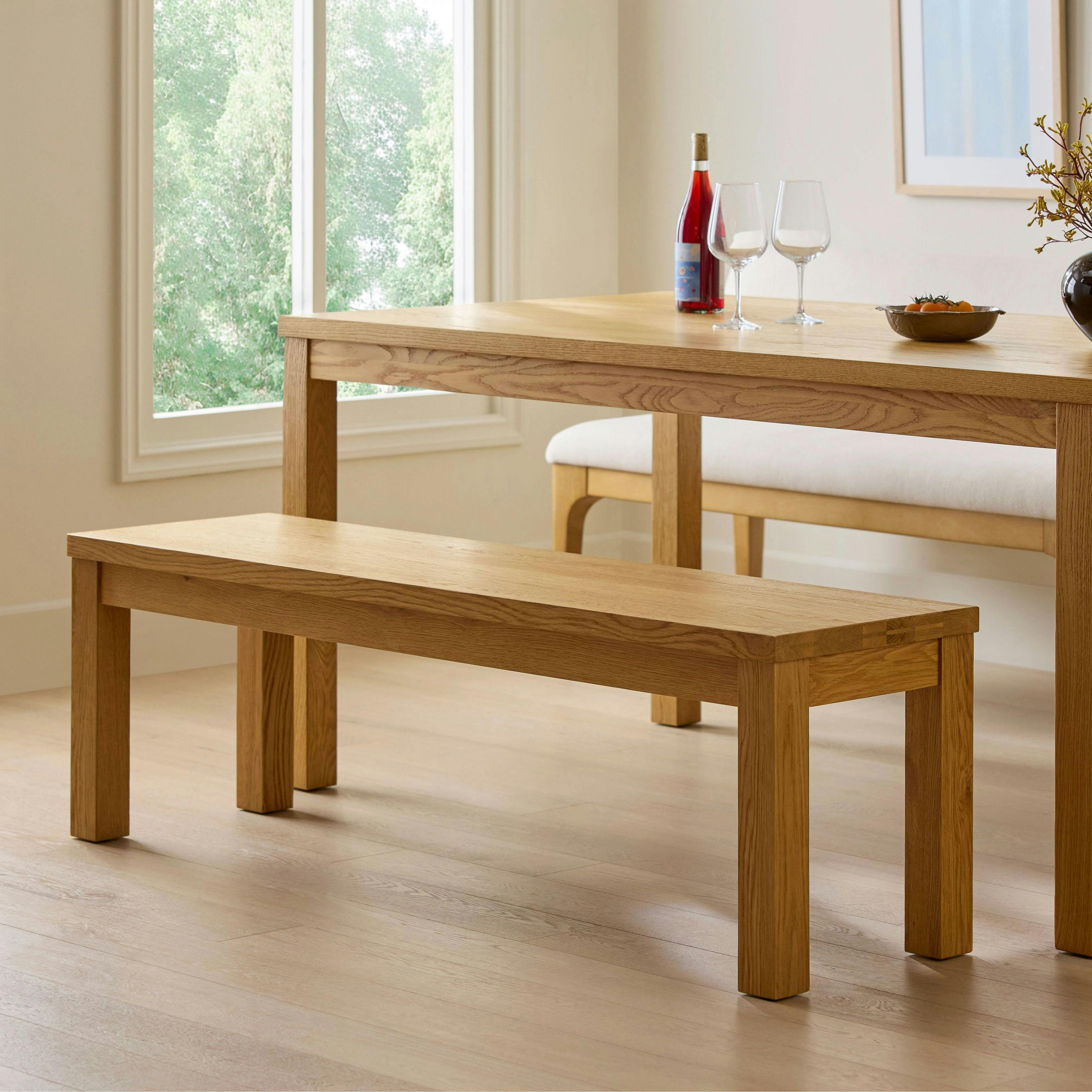 Ashford 58 Solid Wood Bench - Brushed Natural Oak