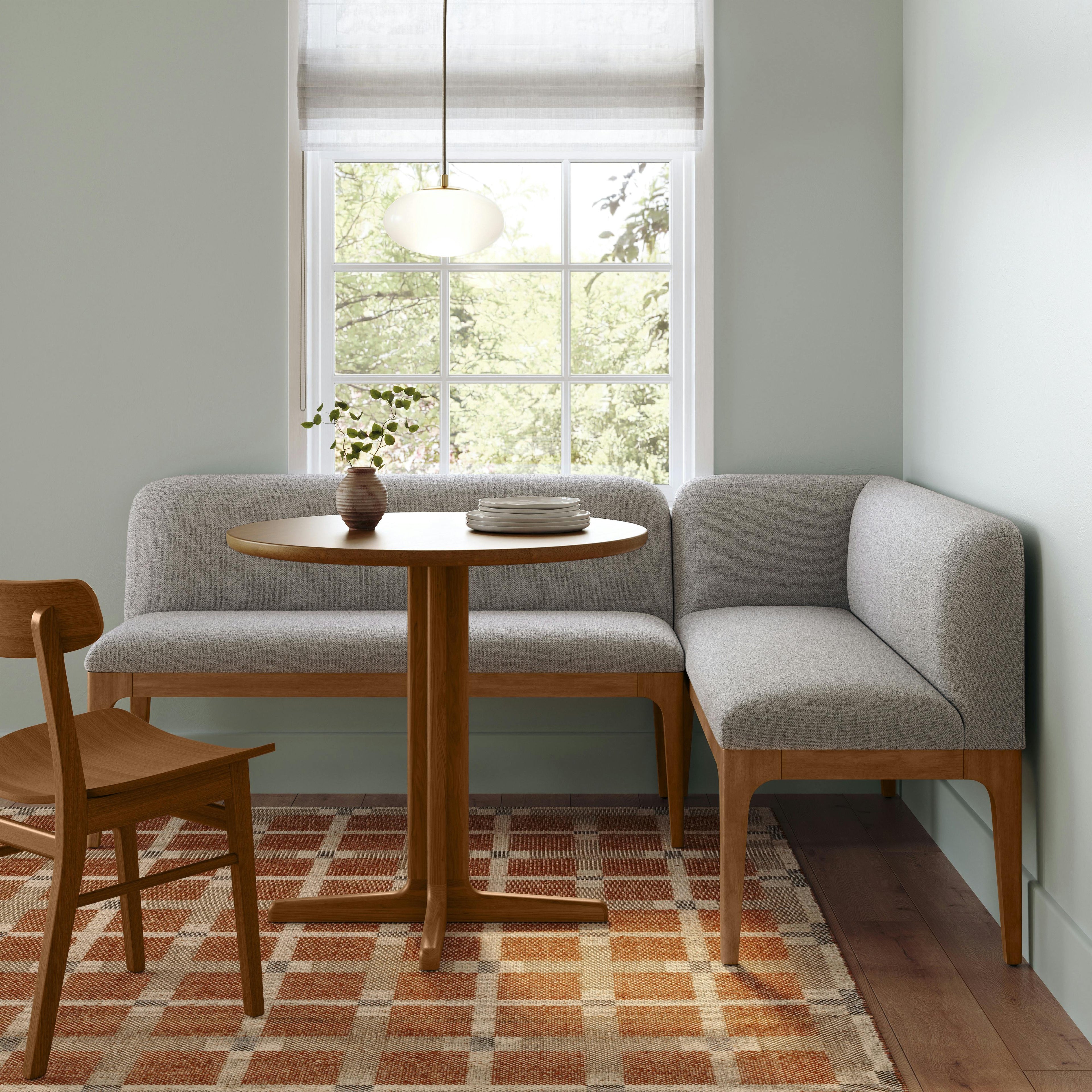 Rosin 74.75 Left Arm Banquette Set - Smoked Oak and Hestia Gray