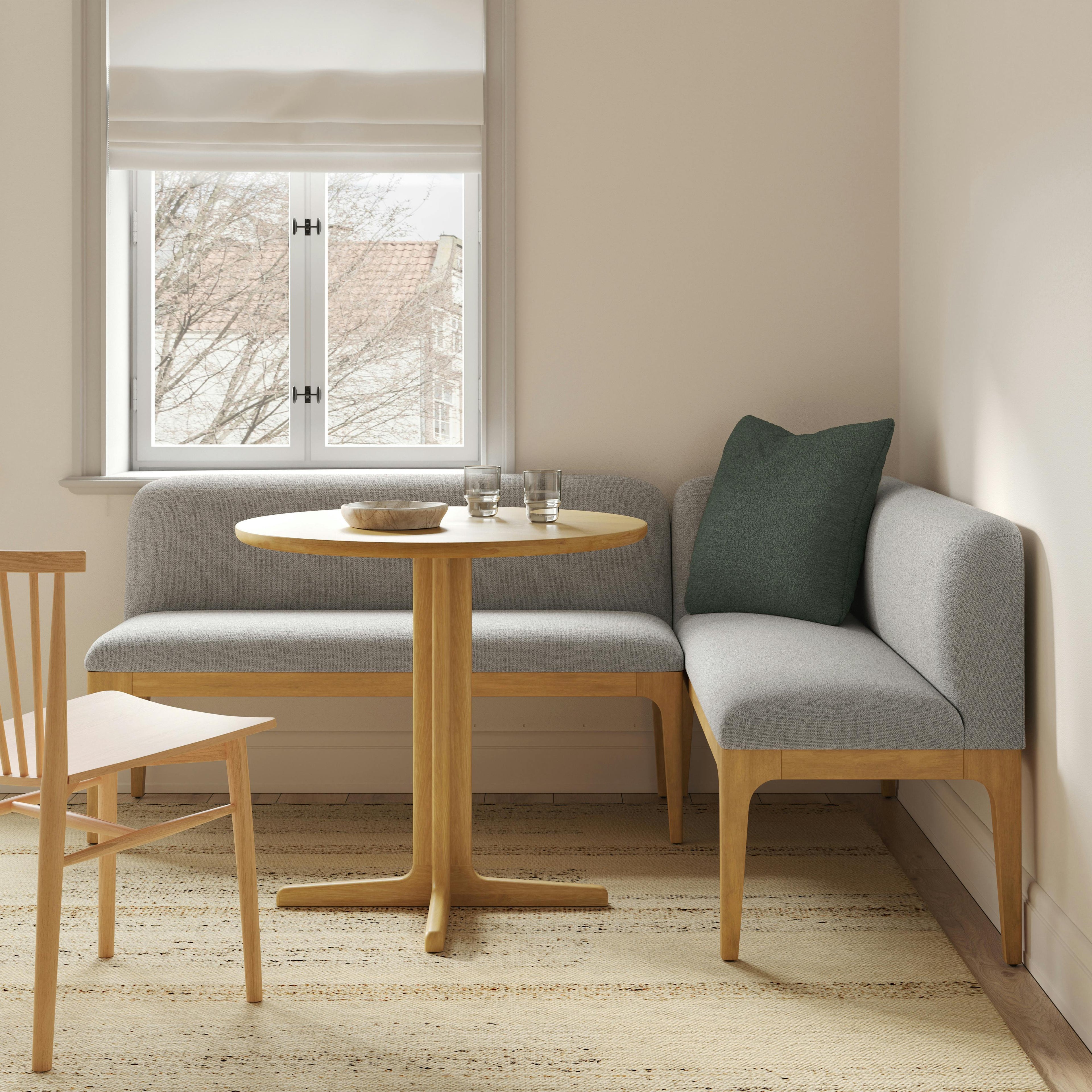 Rosin 74.75 Left Arm Banquette Set - Natural Oak and Hestia Gray