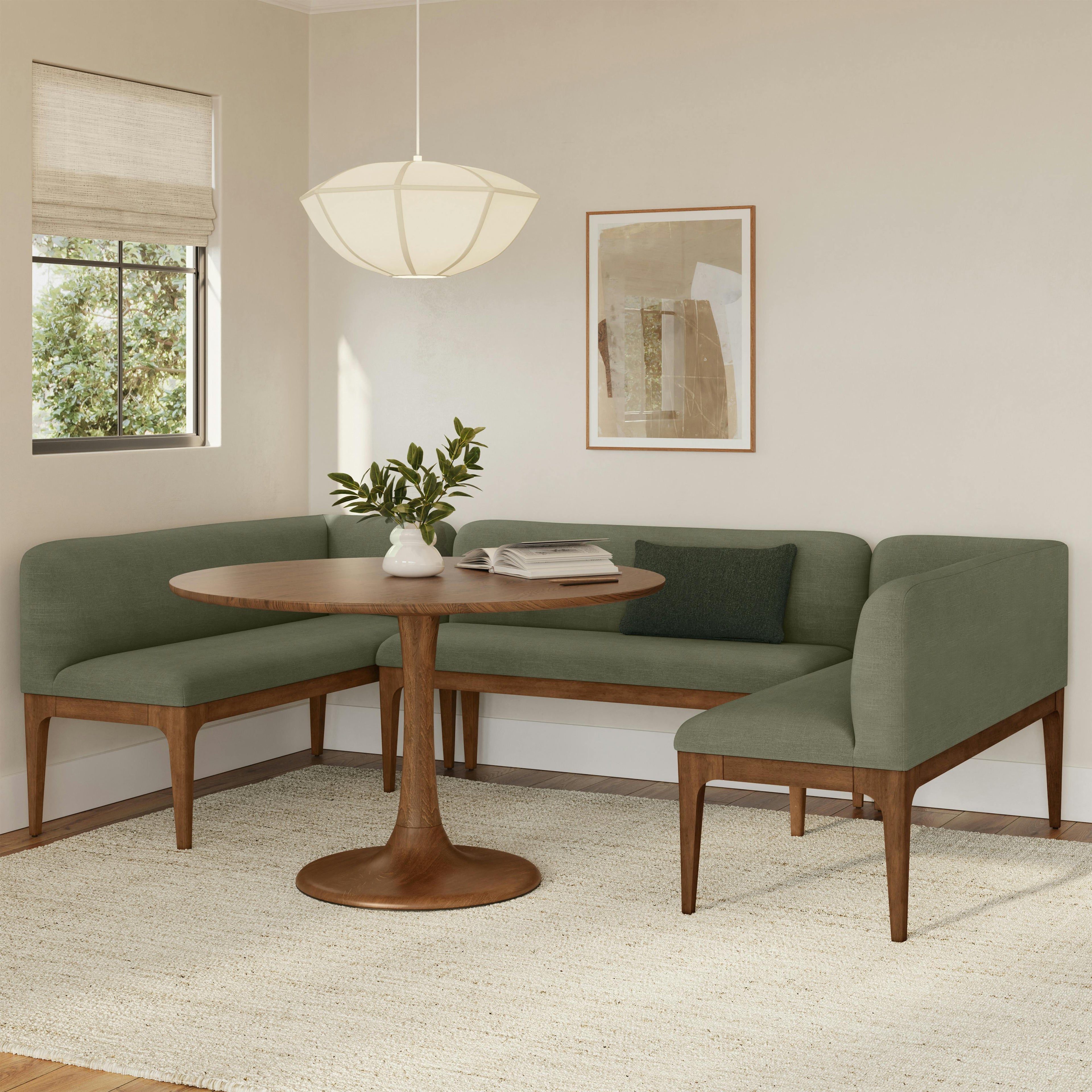 Rosin 96.5 U-Shape Banquette Set - Smoked Oak and Welsh Green